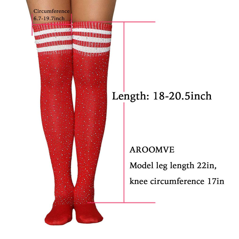 AROOMVE Women's Sparkle Rhinestone Stocking Sexy Shiny Socks Over Knee High Stocking: One Size Style_09