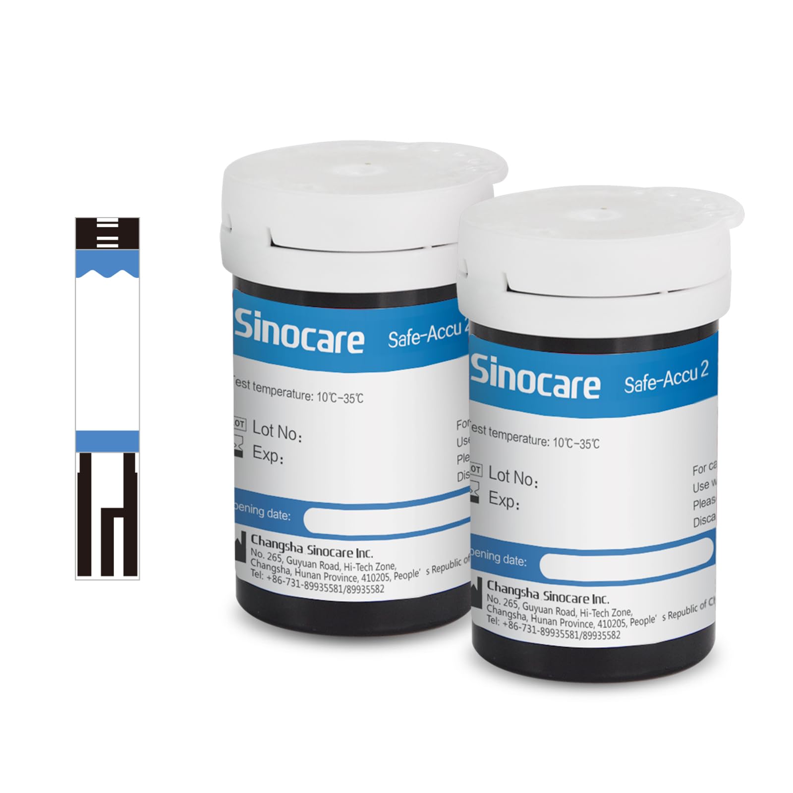 Sinocare Tiras en Sangre Prueba, 50 x Tiras Sin Lancetas, Solo para Safe-Accu2 (Sin Lancetas) Certificado ClimatePartner