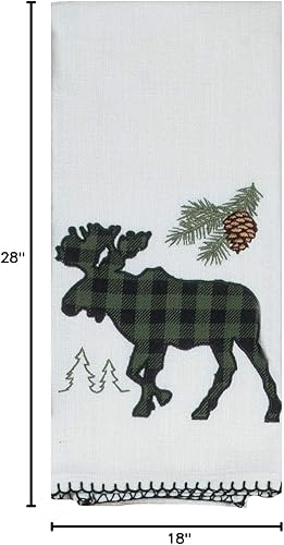 Miniatura 5 de Kay Dee Designs - Juego de 3 toallas de cocina de algodón decorativas con temática de cabaña con estampado de oso y alce, 2 paños de cocina con