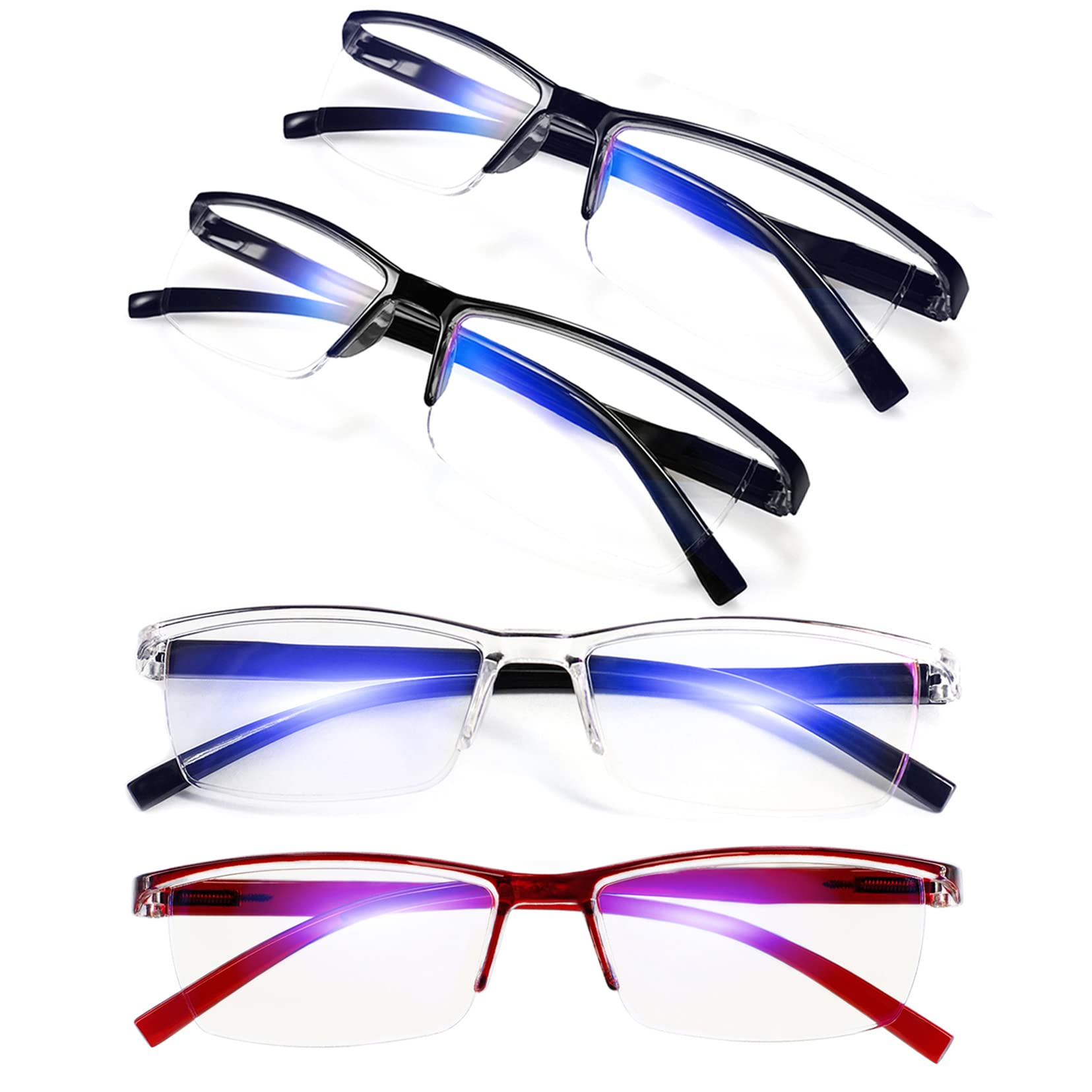 WEMOOTANTS 4 Pairs Reading Glasses 4.00 for Women Blue Light Blockers Filter Anti-UV Blocking Computer Readers 4.0 3.50 3.00 2.75 2.50 2.25 2.00 1.75