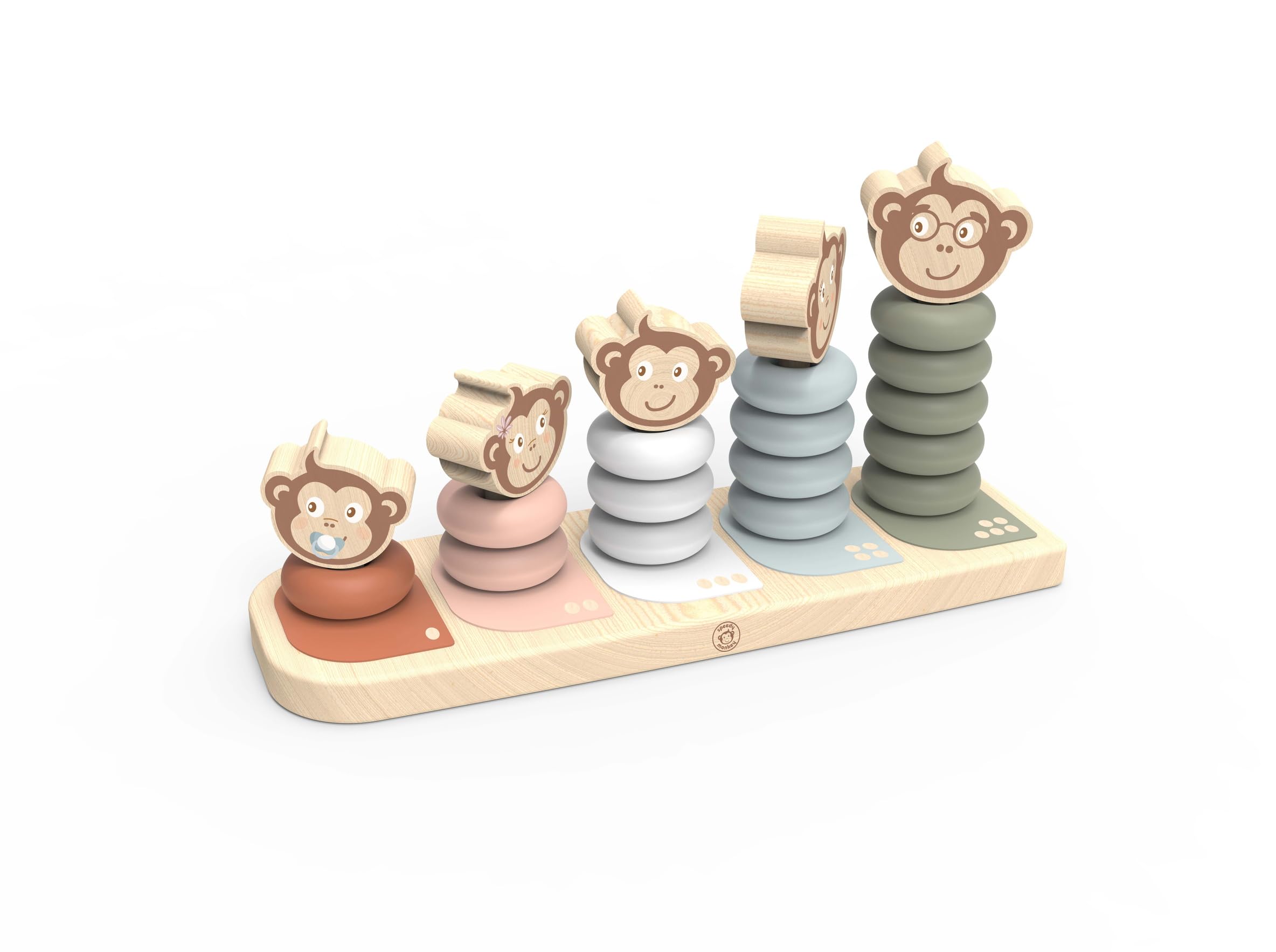 SPEEDY MONKEY Wooden Stacking Monkeys, Multicolor, Small - Image 4