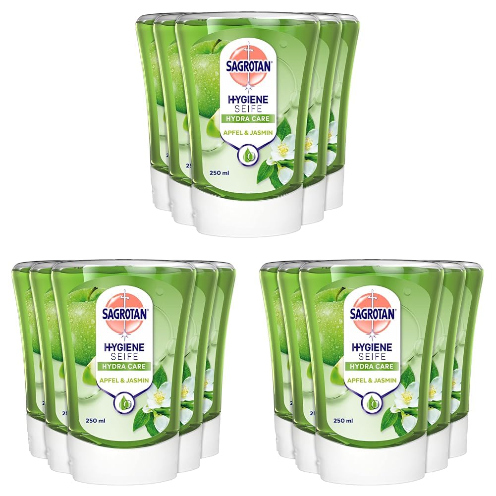 Sagrotan No-Touch Nachfüller Apfel und Jasmin – Für den automatischen Seifenspender – 5 x 250 ml Handseife (Packung mit 3)