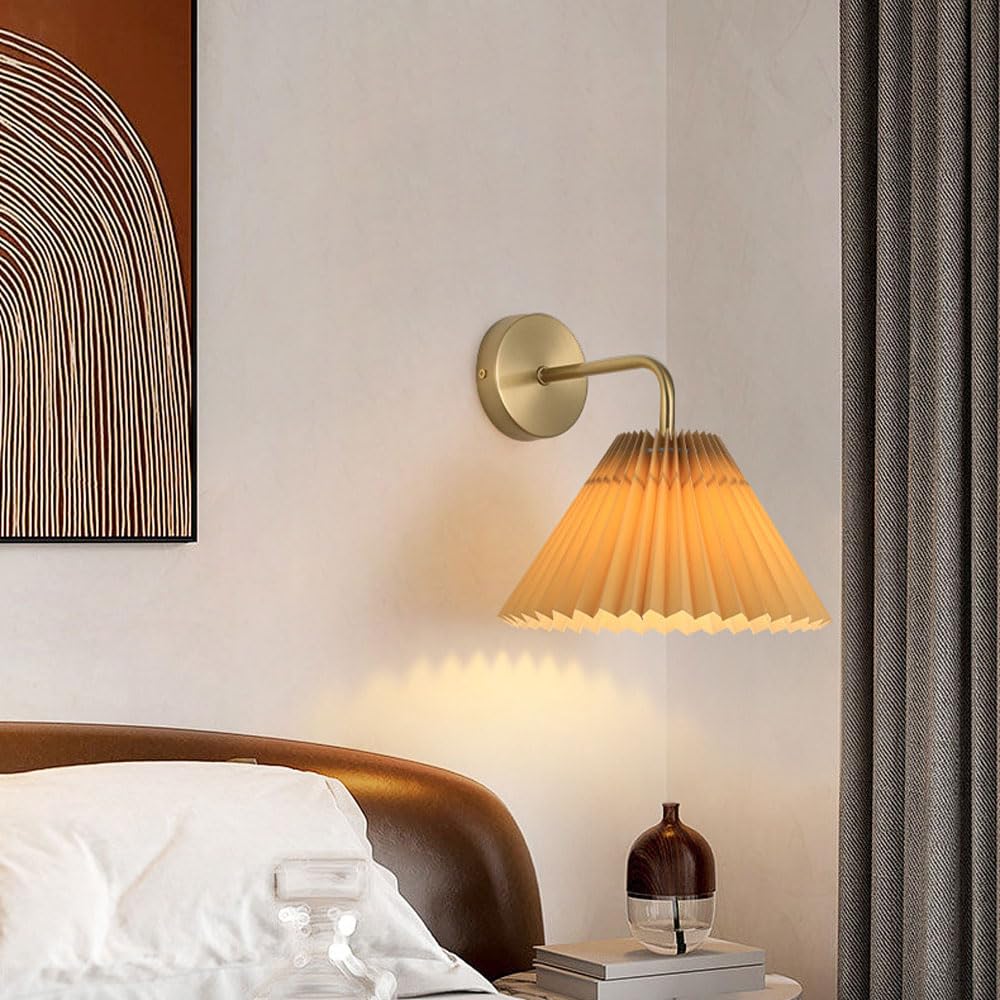 Apliques de Pared A Pilas para Interiores Juego de 2 Inalámbricos con Pantalla de Tela Plisada Led Regulables Recargables por USB Ideales para Dormitorio Mesita de Noche O Estilo Rústico