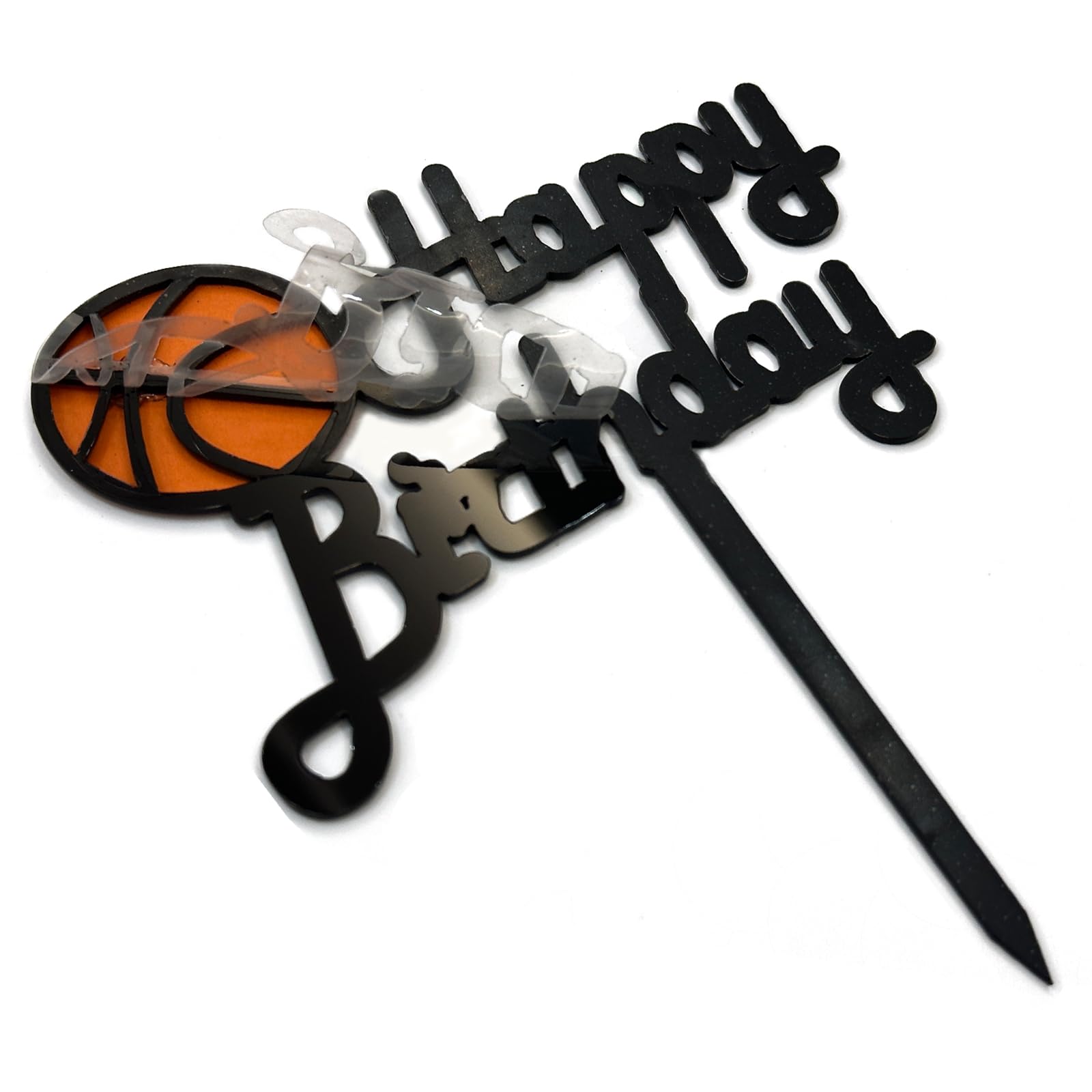 Happy Birthday Cake Topper Aus Acryl Mit Basketball Motiv - 12x15 Cm, Schwarz, Wiederverwendbar