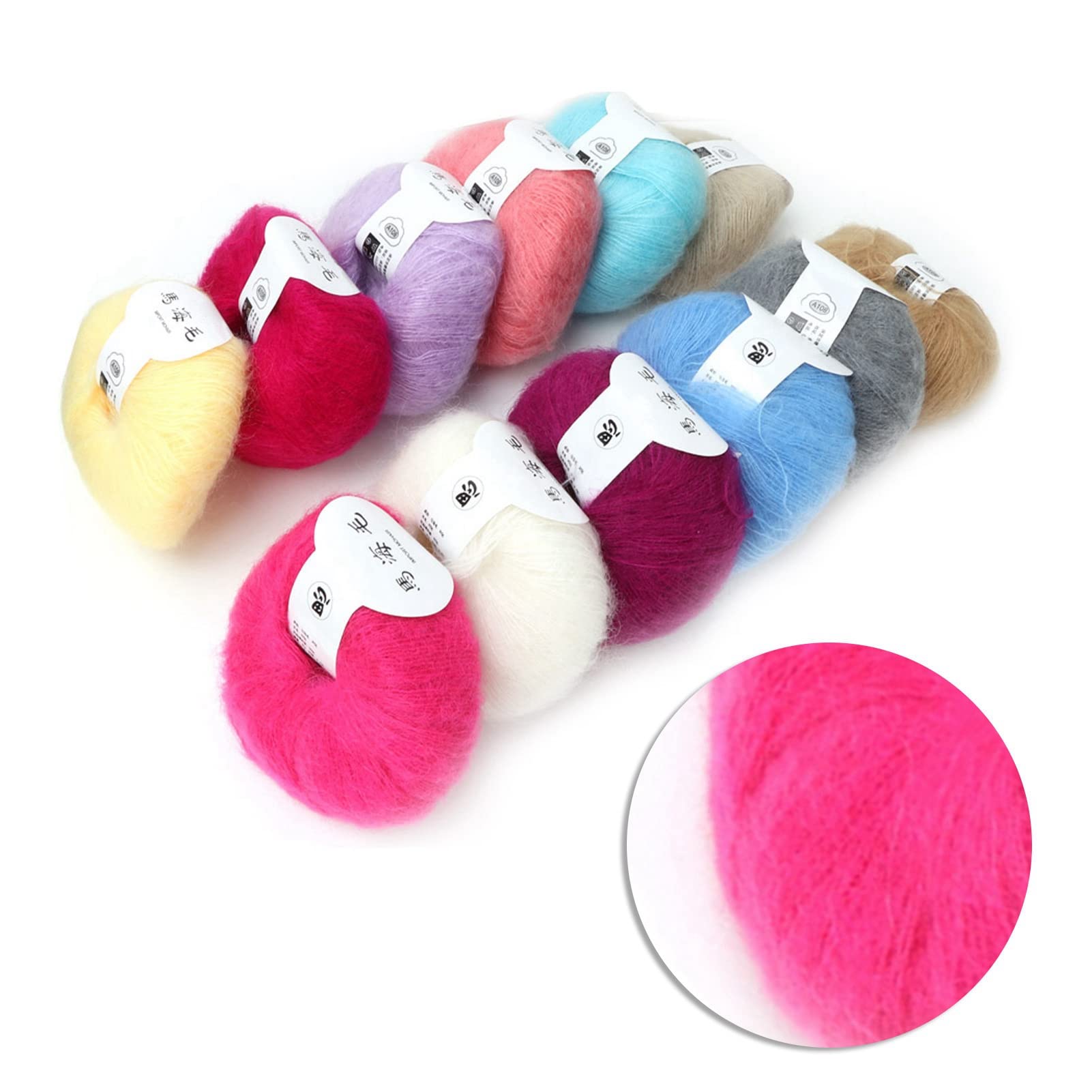 Popolare morbido mohair per maglieria di lana d'angora per maglieria fai da te(12 colors a set)