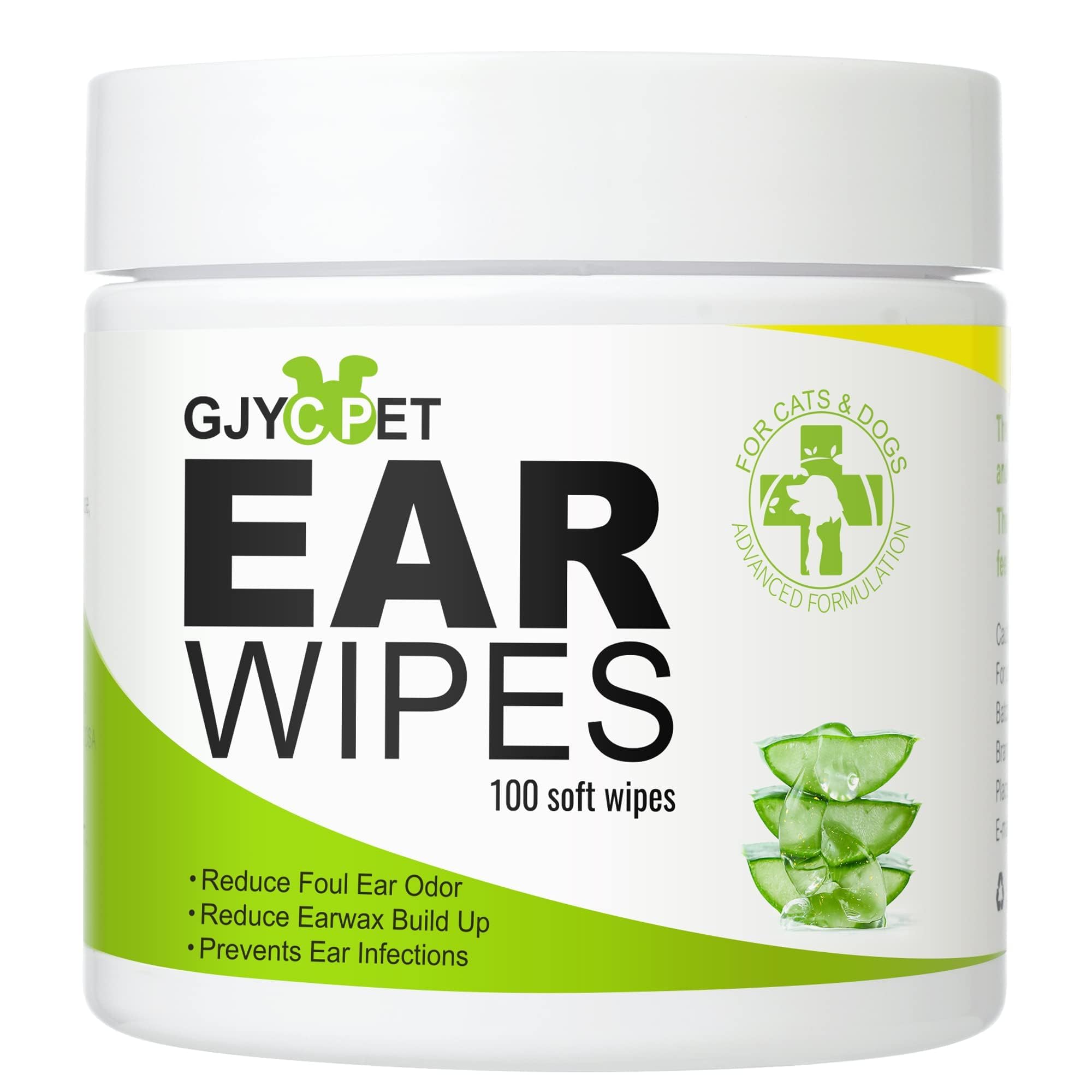 Dog Ear Wipes - Cat Dog Ear Cleaner, Puppy Ear Wipes Wash Cleaner for Dogs Cats - 100 Wipes for Dog Cat Ear Cleaning, Remove Ear Wax Dirt Debris for Dogs Cats Ear Infection Treatment Wipes