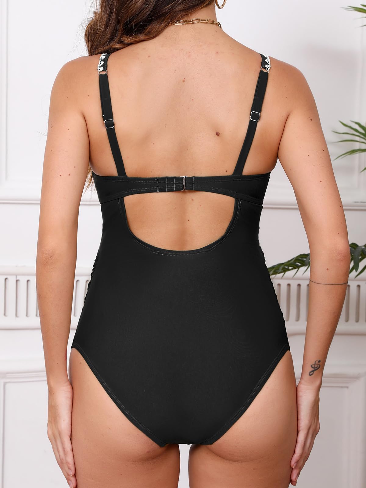 CUPSHE Maillot de bain une pièce de maternité pour femme avec bretelles réglables, coque froncée cousue dans le dos, maillot de bain pour la grossesse