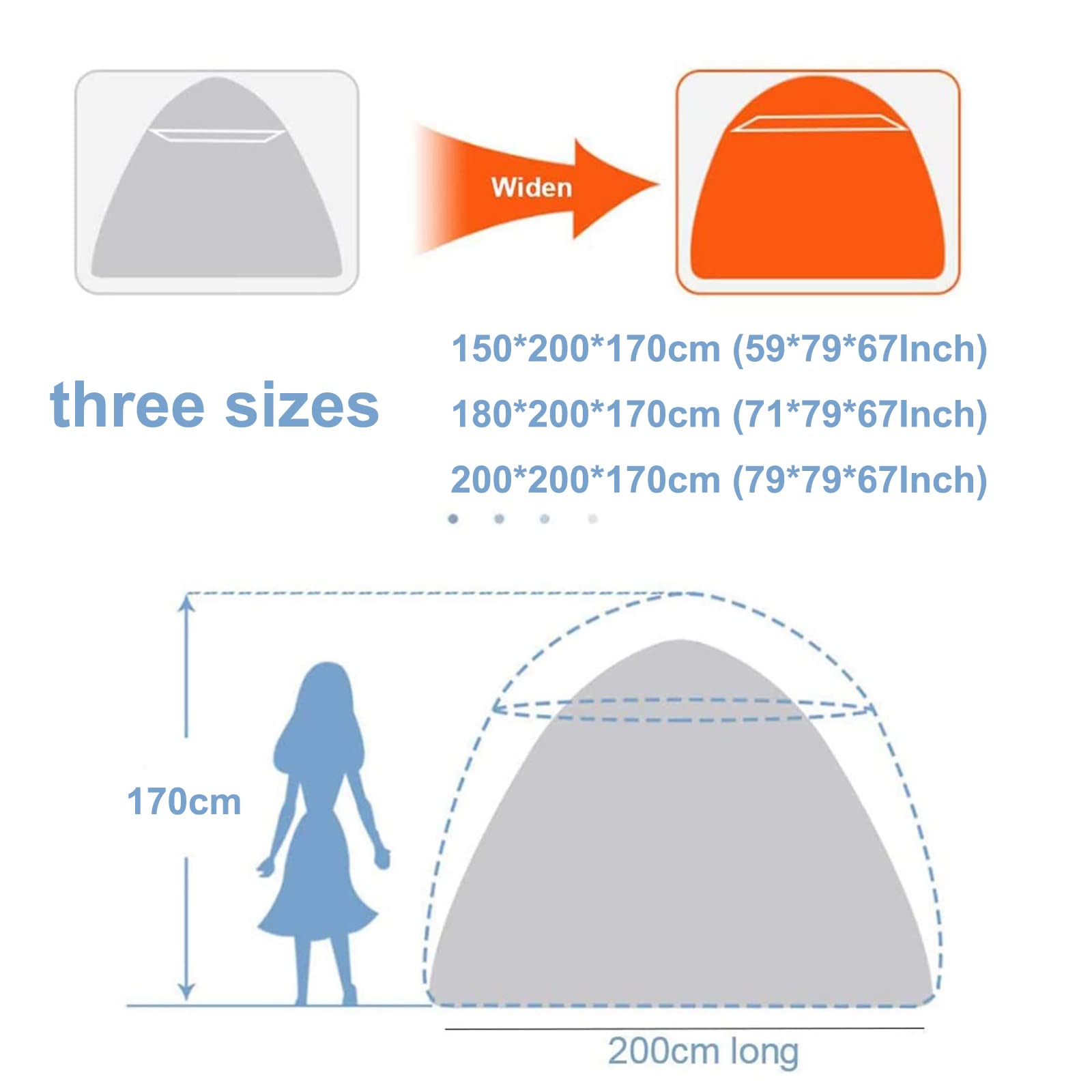 Zanzariera pop up, baldacchino portatile con 3 ingressi, design pieghevole con rete inferiore, facile installazione per campeggio all'aperto, viaggi, protezione efficace contro le punture di insetti