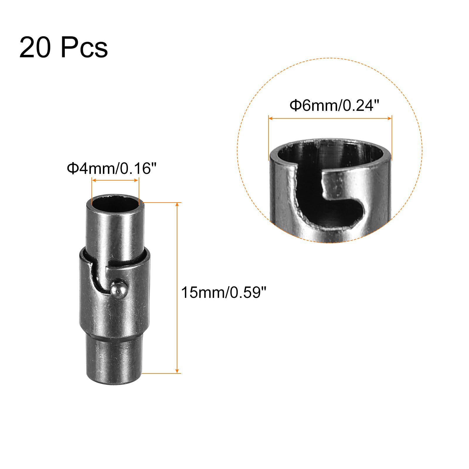 uxcell Leather Cord End Clasp, 20Pcs 4mm Hole Leather Clasps - Image 2