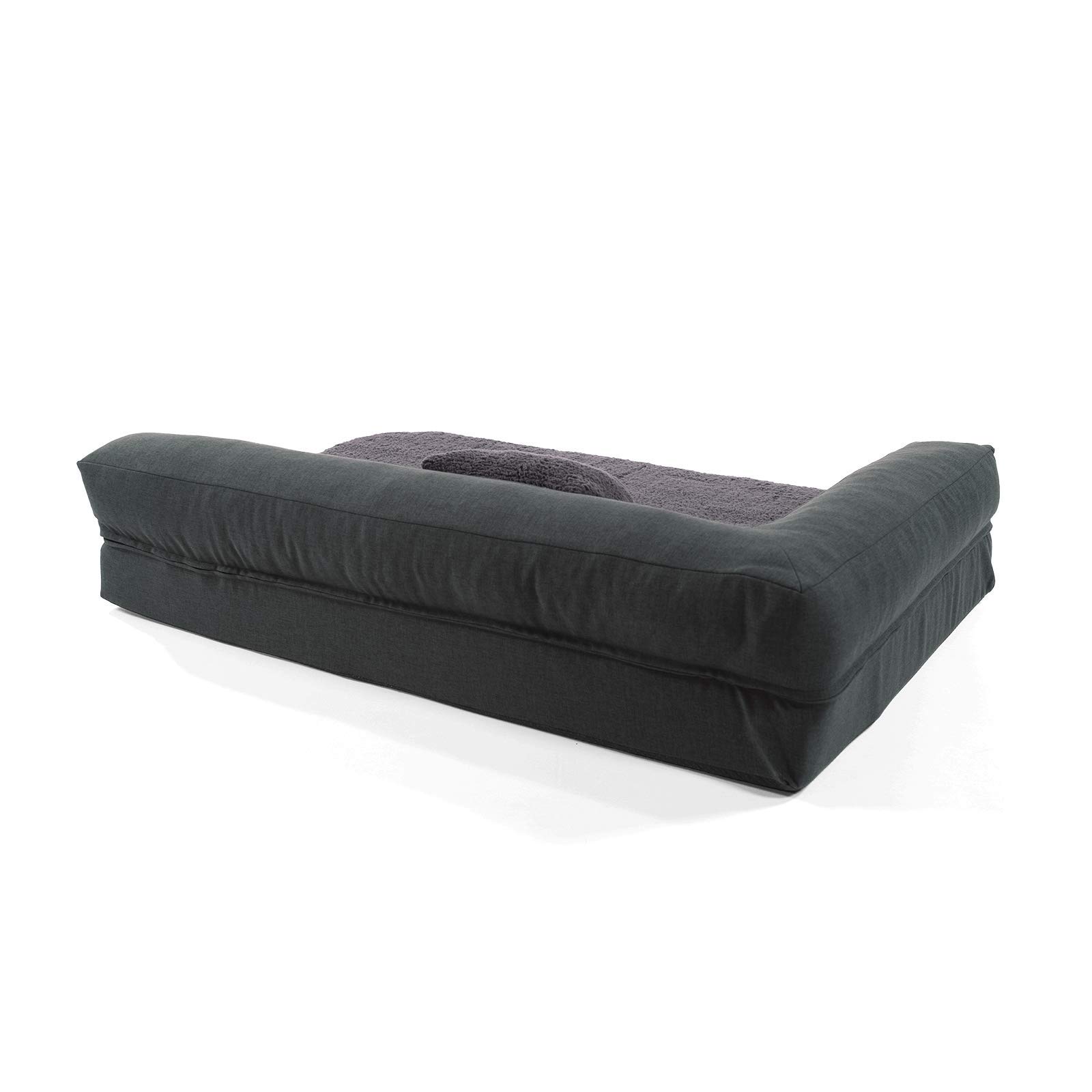 Odin - Cama para perros lavable, ortopédica y antideslizante, cojín para perros de peluche suave, beis, marrón oscuro, gris oscuro y gris, tallas S-L