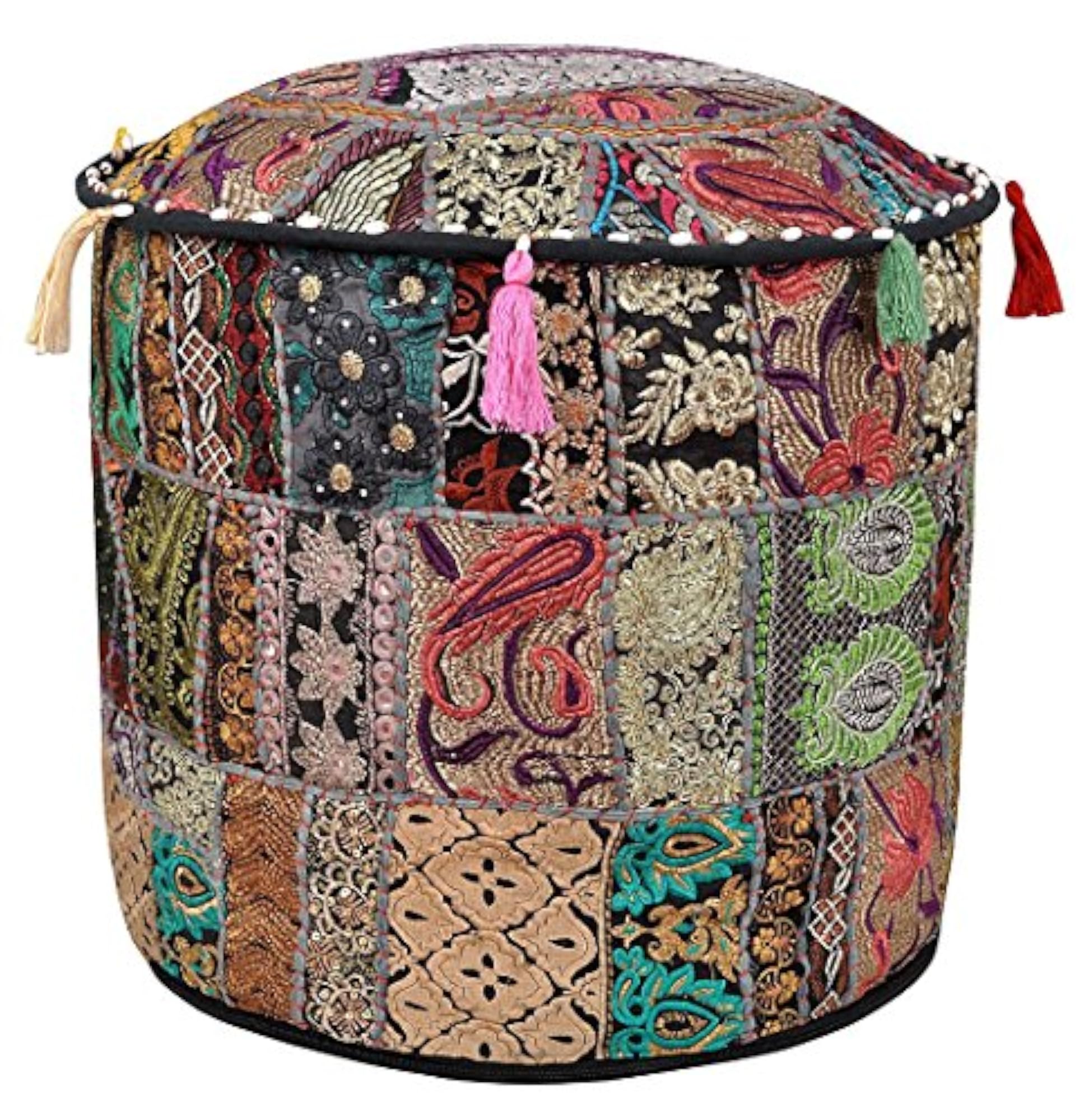 Indian Embroidered Patchwork Decorative Pouf