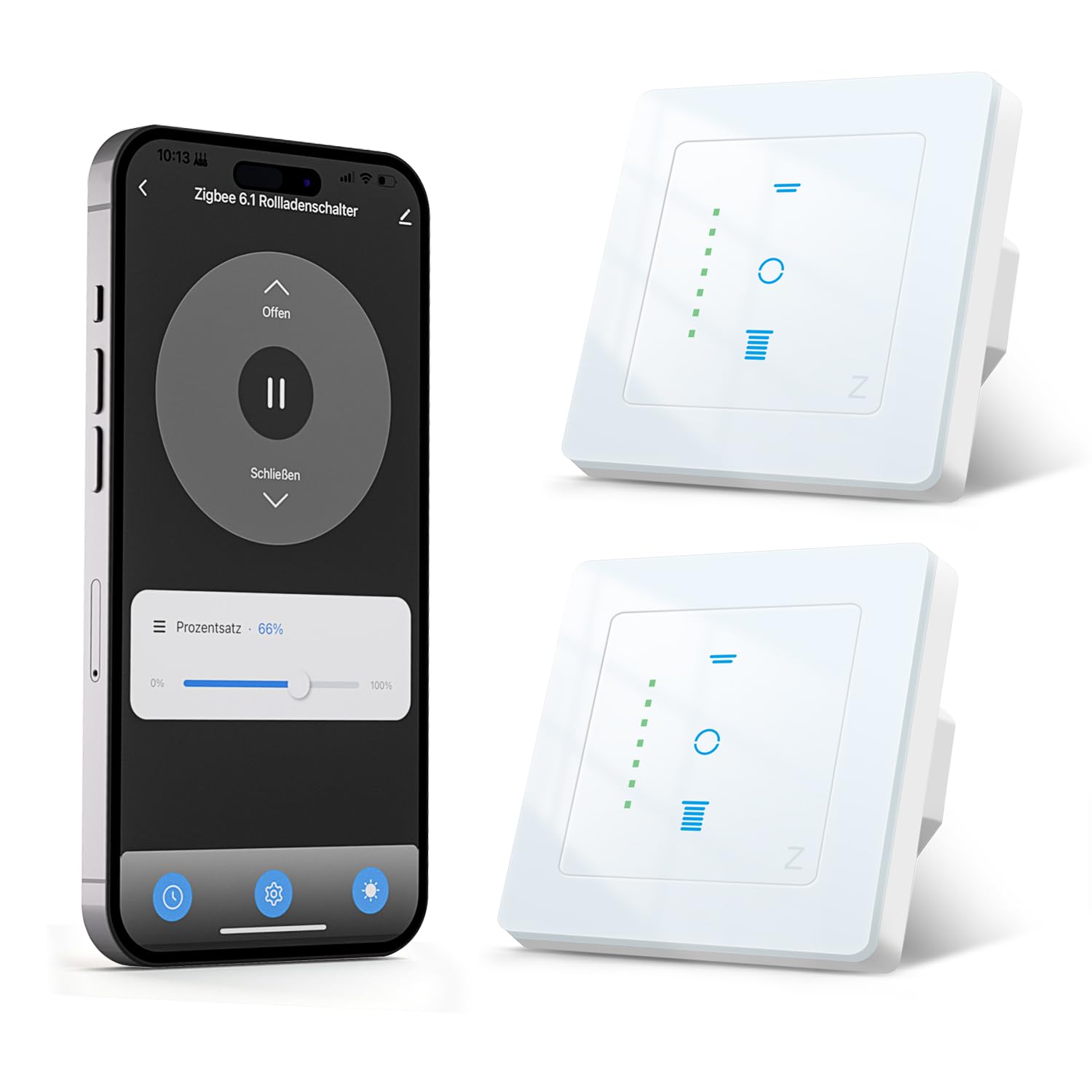 SMARTERCURRY Zigbee Rolladenschalter Smart [Gen 6.1] 80 * 80mm 2 Stücke