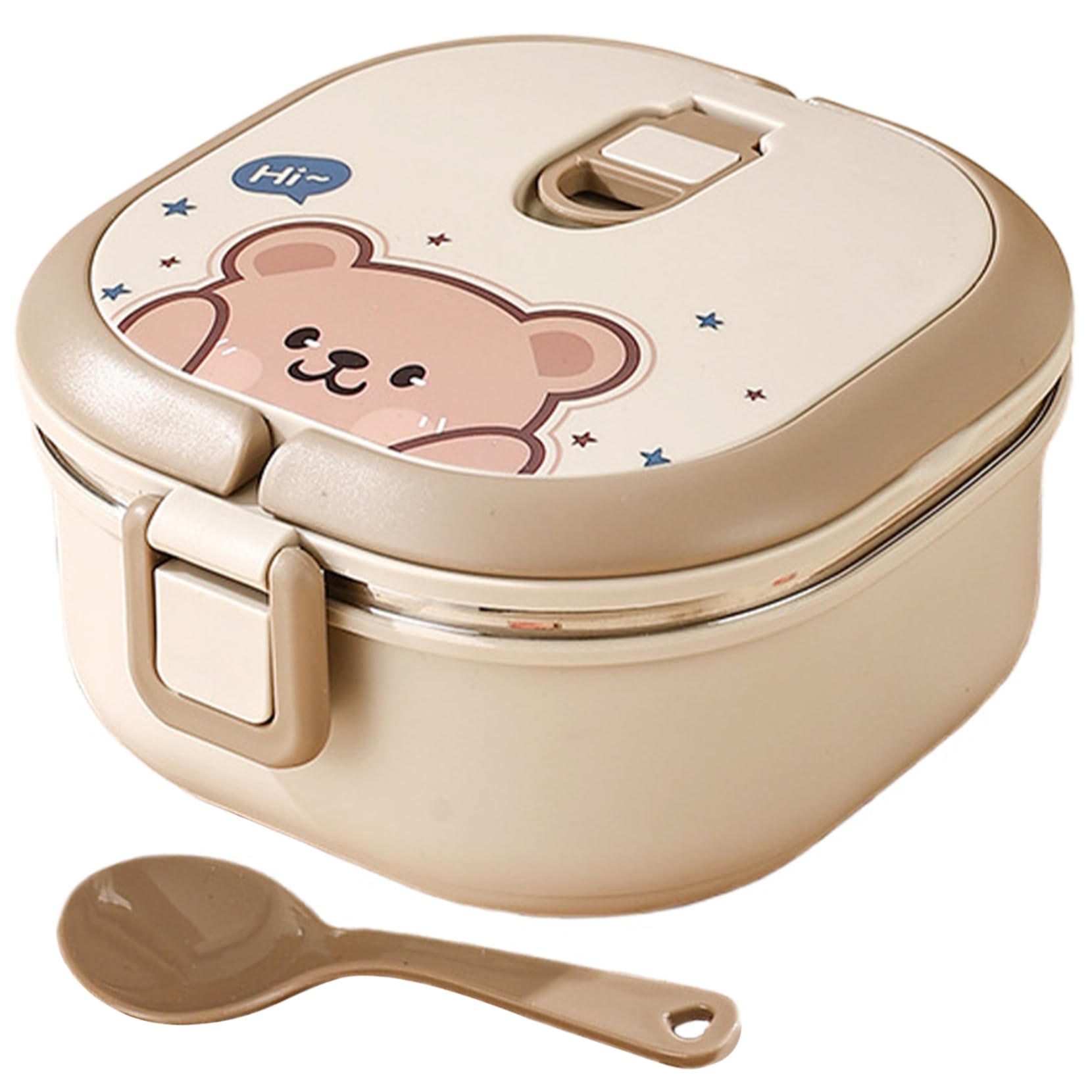 Garrrdenfurni Thermal Lunch Box for Hot Food 700ml Square Insulated Lunch Box With Tableware Leakproof Food Grade Stainless Steel Bear Pattern Hot for Kids