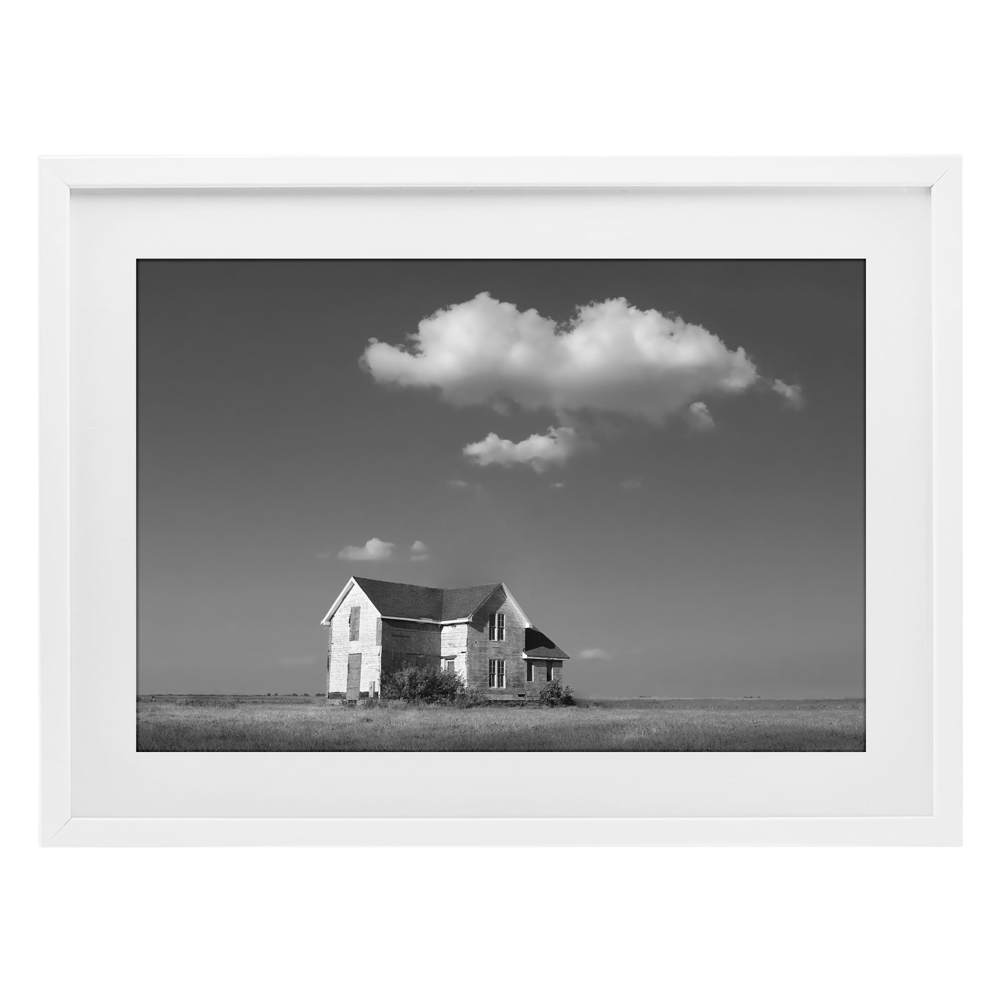 Stupell Industries Coastal White (Textured) 'Solitary Erstwhile Cottage'| Framed Print Under Glass