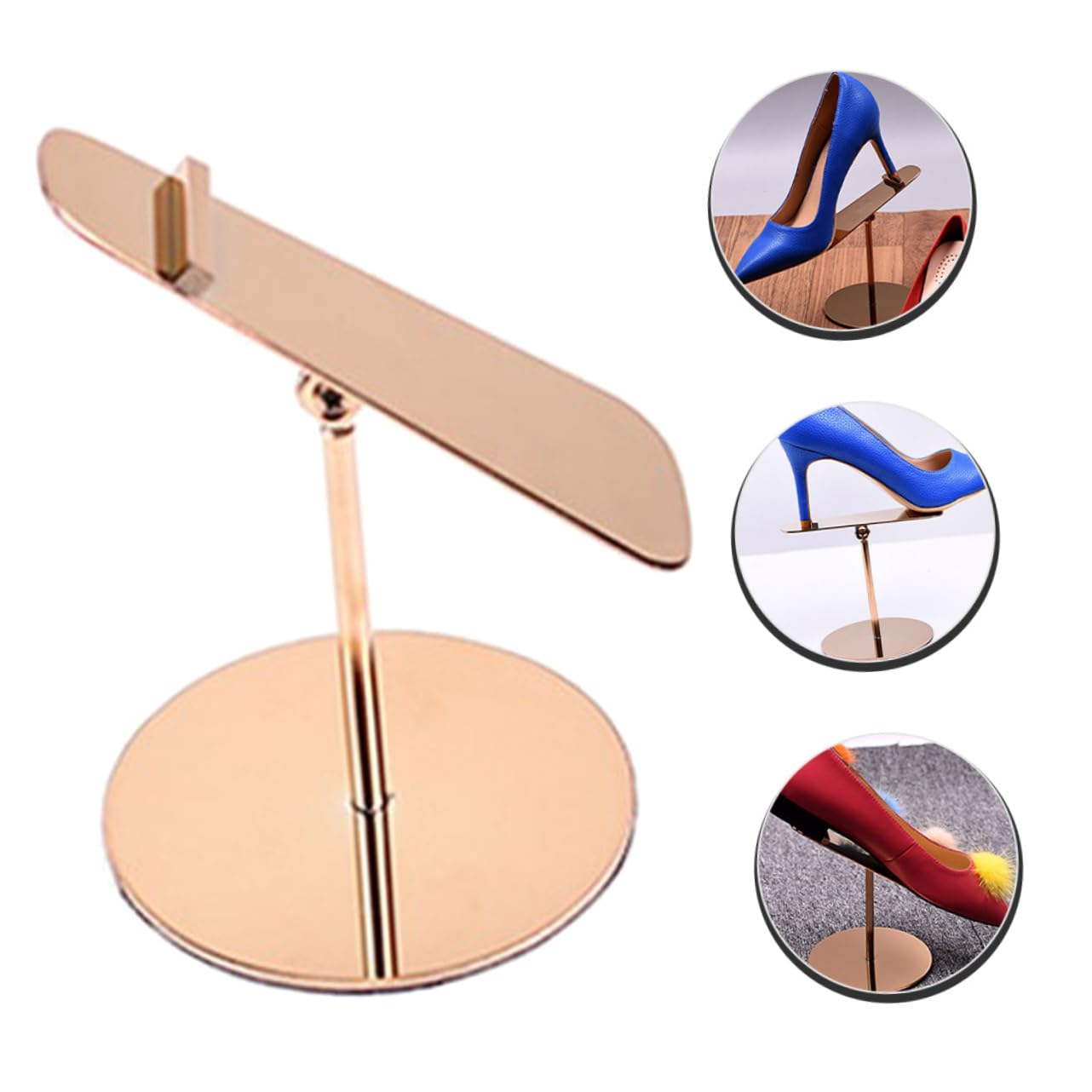 PRETYZOOM Stainless Steel Shoe Display Rack High Heel Shoe Organizer for Entryway Mall Display Holder Elegant Finish Storage for Stylish Shoes