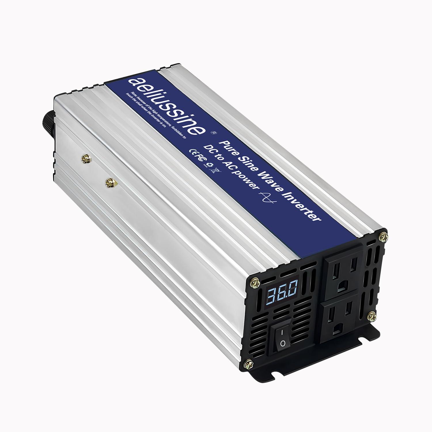 Aeliussine 1200W Pure Sine Wave Inverter-36V DC to 110V 120V AC Power Converter with 2 AC Outlets, 36 Volt Power Inverter for Truck, Rv, Camping, Home