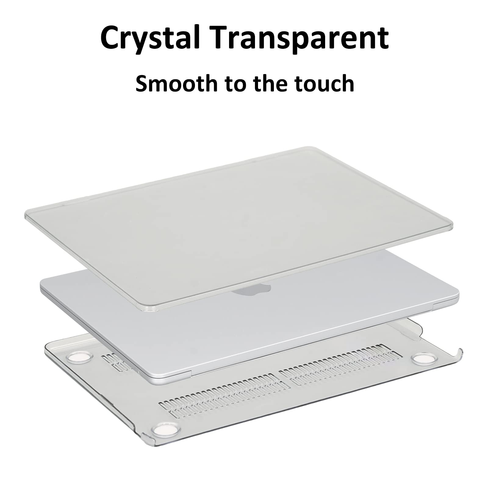 BlueSwan Custodia Compatibile con 2024 2022 MacBook Air 13,6 Pollici M2 M3 A2681 A3113, Cover Rigida Trasparente e Cover per Tastiera e Tappetino per Mouse Portatile - Cristallo Grigio