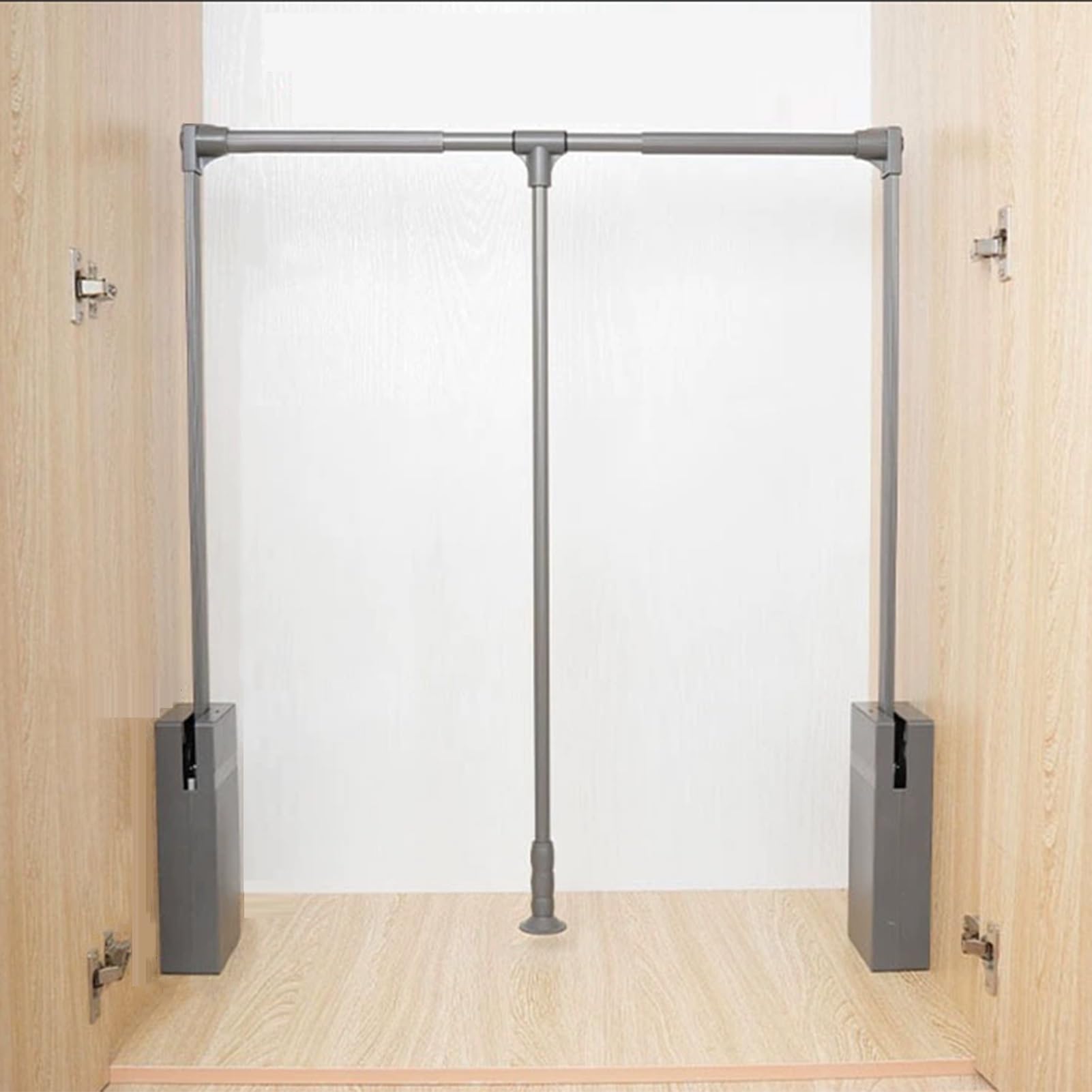 HTTGDGDH Adjustable Pull Down Closet Rod - Wardrobe Clothes Rail For Cabinets - Heavy Duty 44 Lb Capacity For Hanging Clothes - Brown Finish,Color1-660-890mm