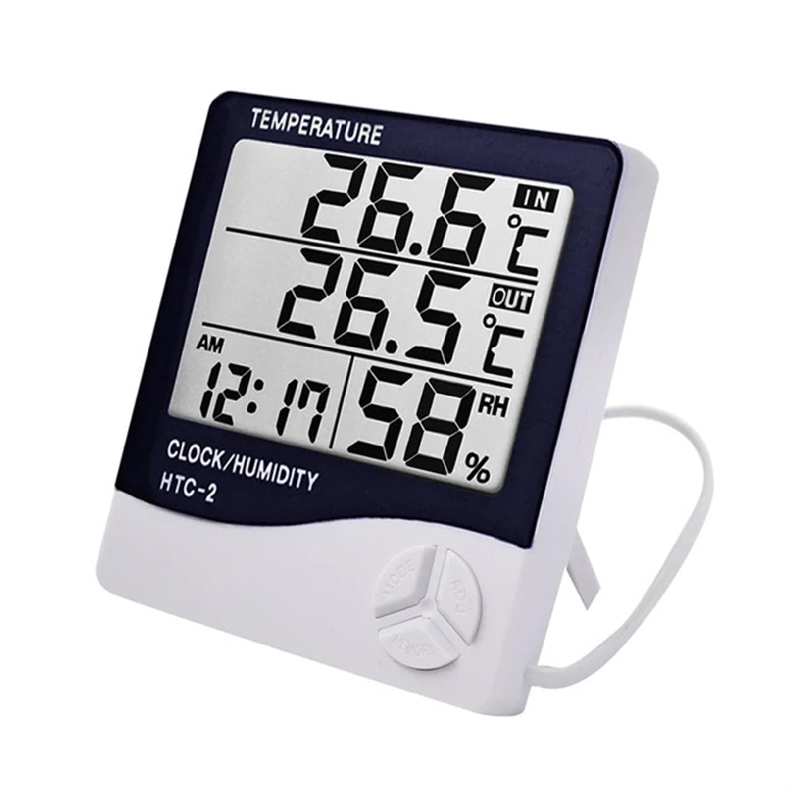 Estaciones meteorológicas, termómetro electrónico Digital LCD con medidor de Temperatura y humedad, higrómetro, estación meteorológica para interiores y exteriores, reloj para rega