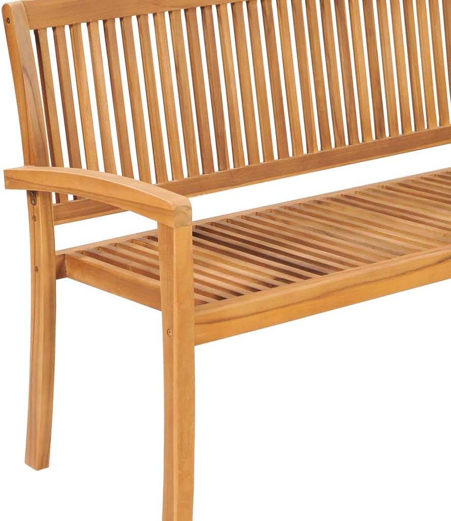 3-Seater Stacking Patio Bench,Outdoor Bench,Garden Bench,Porch Chair,Park Bench,Lounge Bench,Comfortable Bench,Dining Bench,for Porch,Courtyard,Garden,Park,Backyard,Street,62.6" Solid Teak Wood