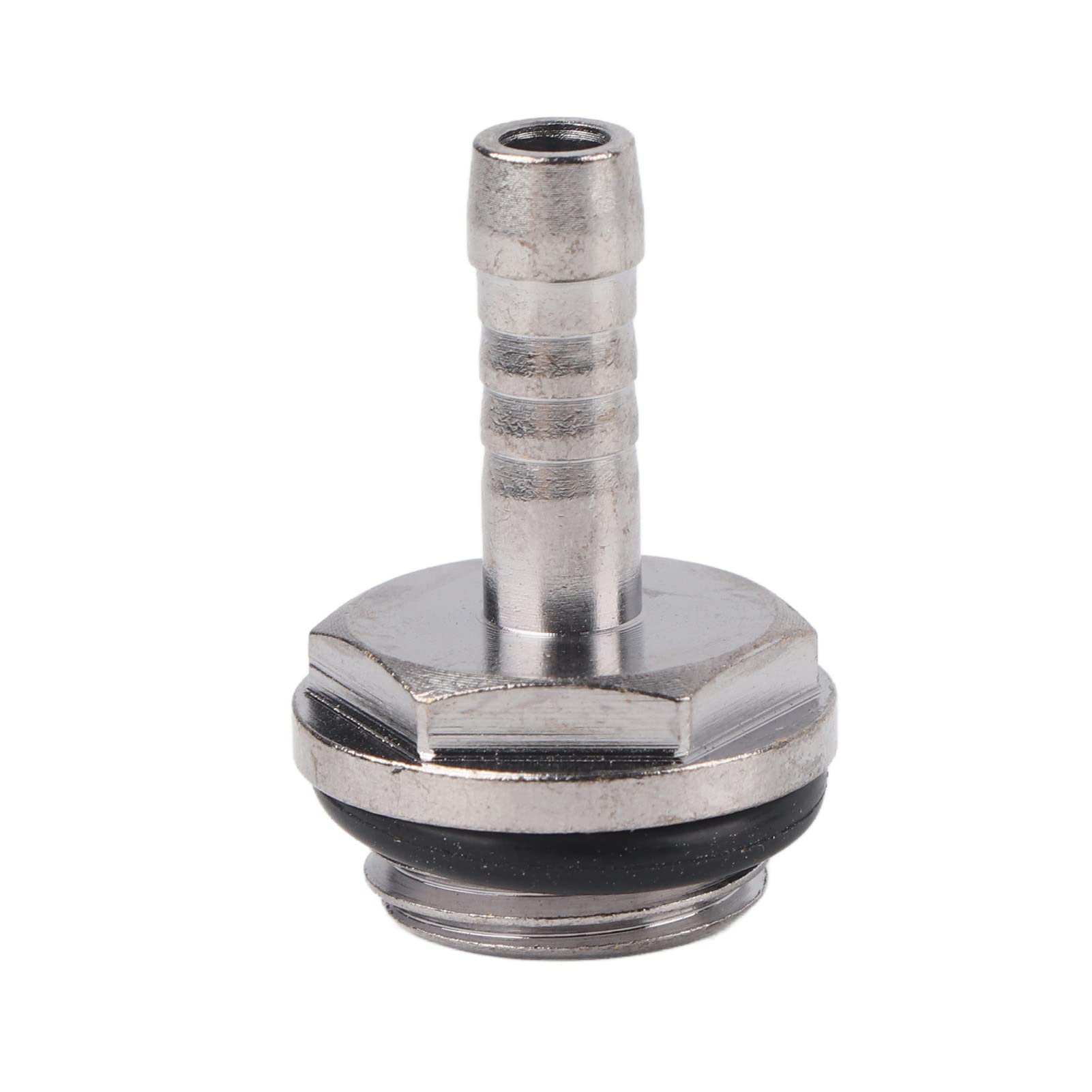 Two-Touch Fitting, Barb Fitting, Copper Fitting Silver Barb Fitting Water Cooling Fitting Barb Connector, G1/4 Thread Barb Connector Reservoir for Water Blocks Water Pumps for Radiators (6mm)