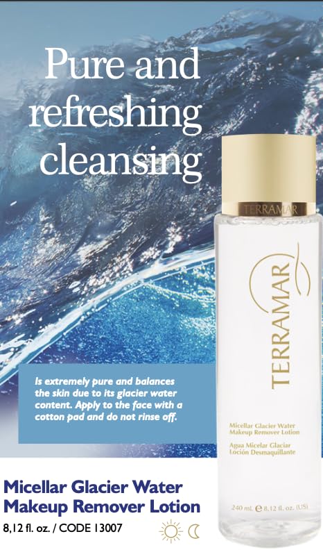 Terramar Micellar Glacier Water Makeup Remover Lotion with Cucumber Extract, White, 8.12 fl. oz., Gentle Cleansing for All Skin Types - Image 3