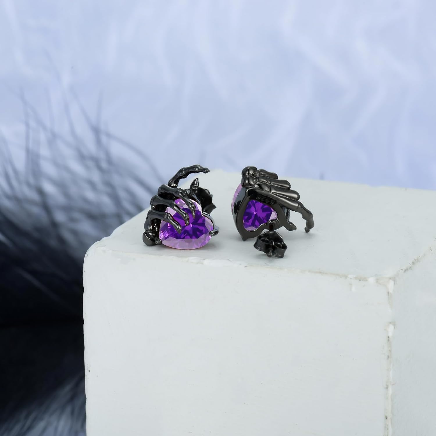 OHAYOO Skeleton Hand Earrings 925 Sterling Silver Skull Earrings Halloween Stud Earrings Gothic Jewelry Gifts for Women Men - Image 8