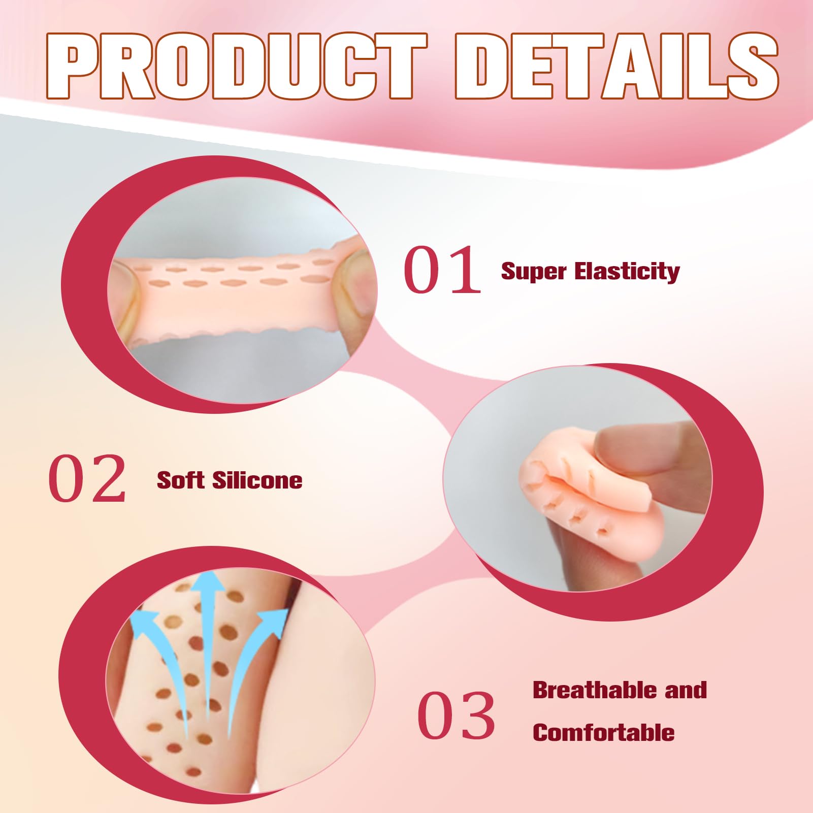 Lot de 20 protège-doigts en gel respirants à trous d’aération, manchons en silicone souple transparent pour bout des doigts, protection anti-frottement et amorti, réutilisables et hygiéniques
