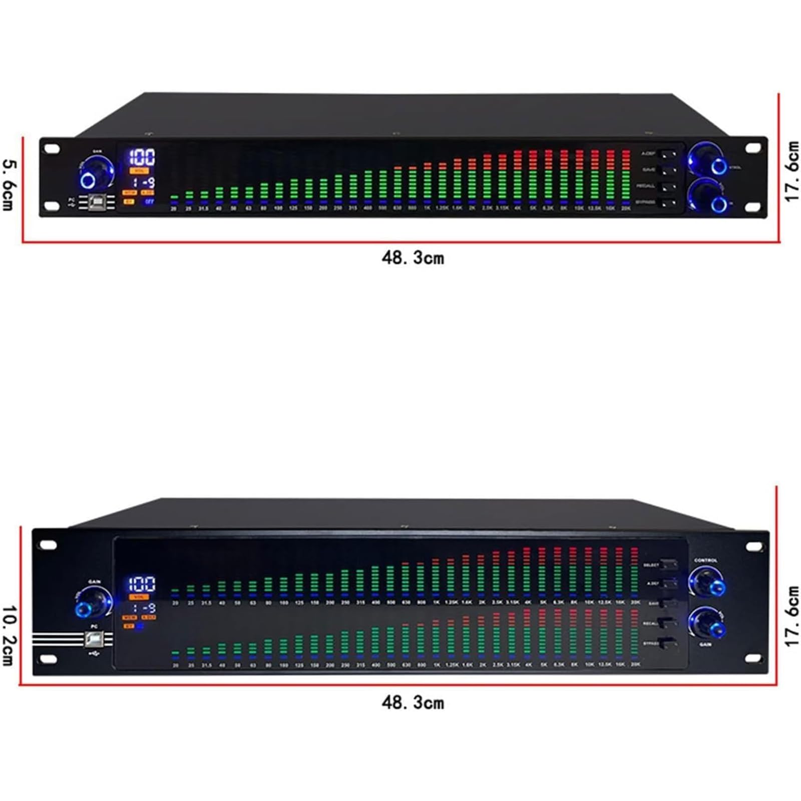 McbeAn Ecualizador Gráfico De Audio Estéreo, Ecualizador Digital De 31 Bandas, Pantalla De Espectro LED, Chip De Procesamiento DSP Y Reducción De Ruido, 10 Efectos Preestablecidos, Ajuste De Altos