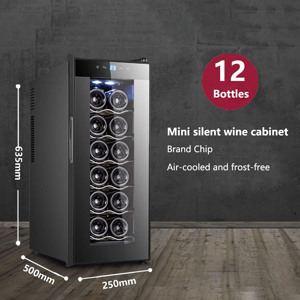 12 Bottle Wine Cooler/Cabinet Beverage Refigerator Mini Fridge Small Wine Cellar Soda Beer Counter Top Bar Quiet Operation Compressor Digital Freestanding Clear Glass Door for Office/Dorm (12 Bottls)