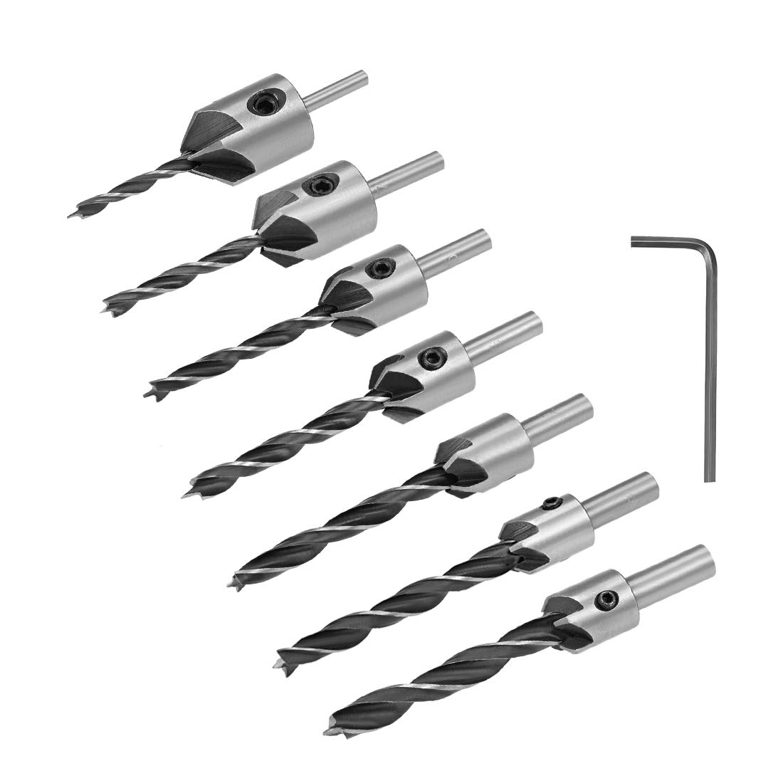 uxcell Countersink Drill Bit Set, Quick Change Drill Bit with One Hex