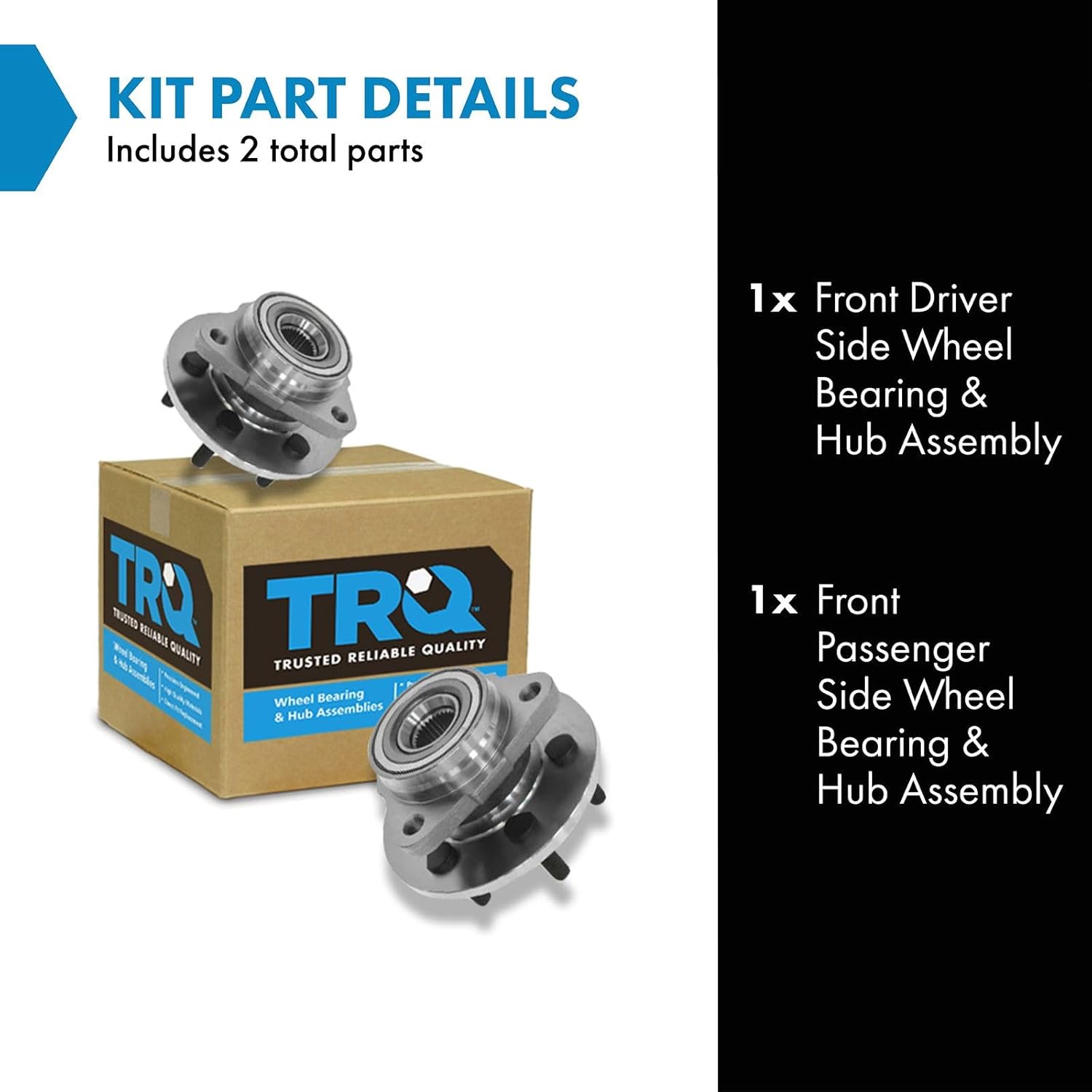 TRQ 2 Piece Front Wheel Bearing & Hub Assembly Set 4WD Compatible with 1997-2004 Dodge Dakota 1998-2003 Durango