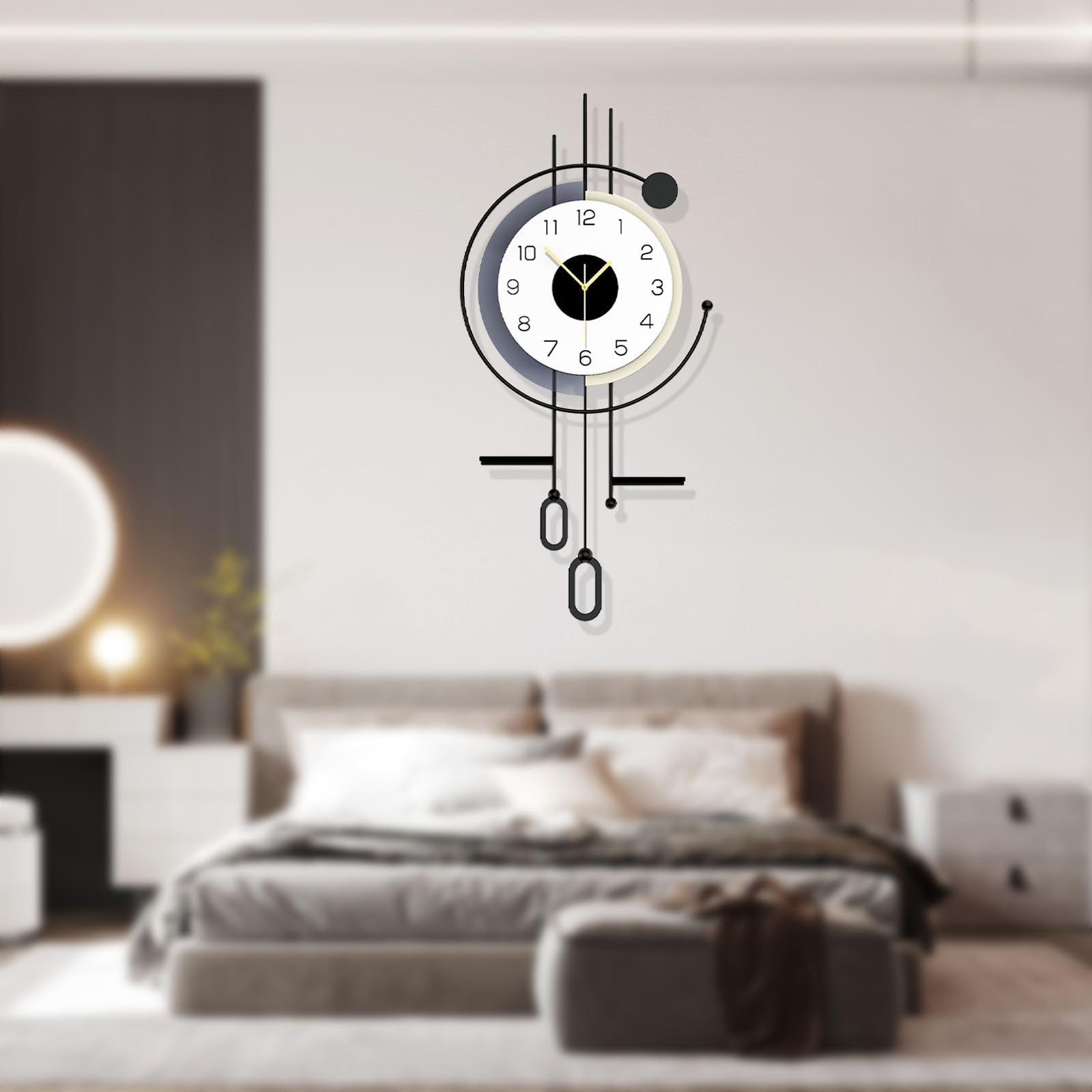 Moderno Orologio da Parete, Creatività Decorativo Orologi da Muro, Grande Silenzioso Orologio da Parete con Tavolo Portaoggetti, Moda Art per Soggiorno Camera da Letto Ufficio Cucina