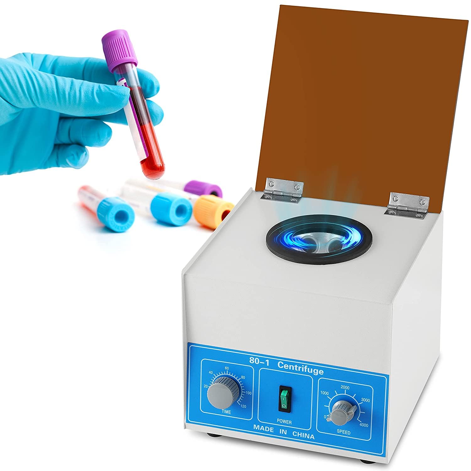 Mxmoonant Machine centrifuge 6 x 20 ml 1790xg 4000tr/min minuterie 120min | convient pour tubes à essai de 20 ml/15 ml/10 ml/5 ml, pour séparer les échantillons, analyse