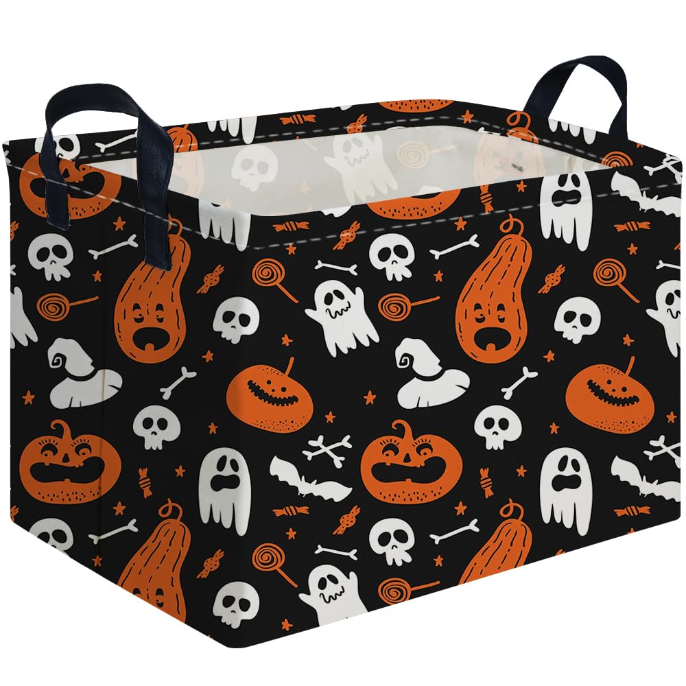Halloween Ghost thriller basket,Empty Halloween basket,Horror and thriller decor,Trick or Treat Box for Boys and Girls,Horror decor(Cute pumpkin)