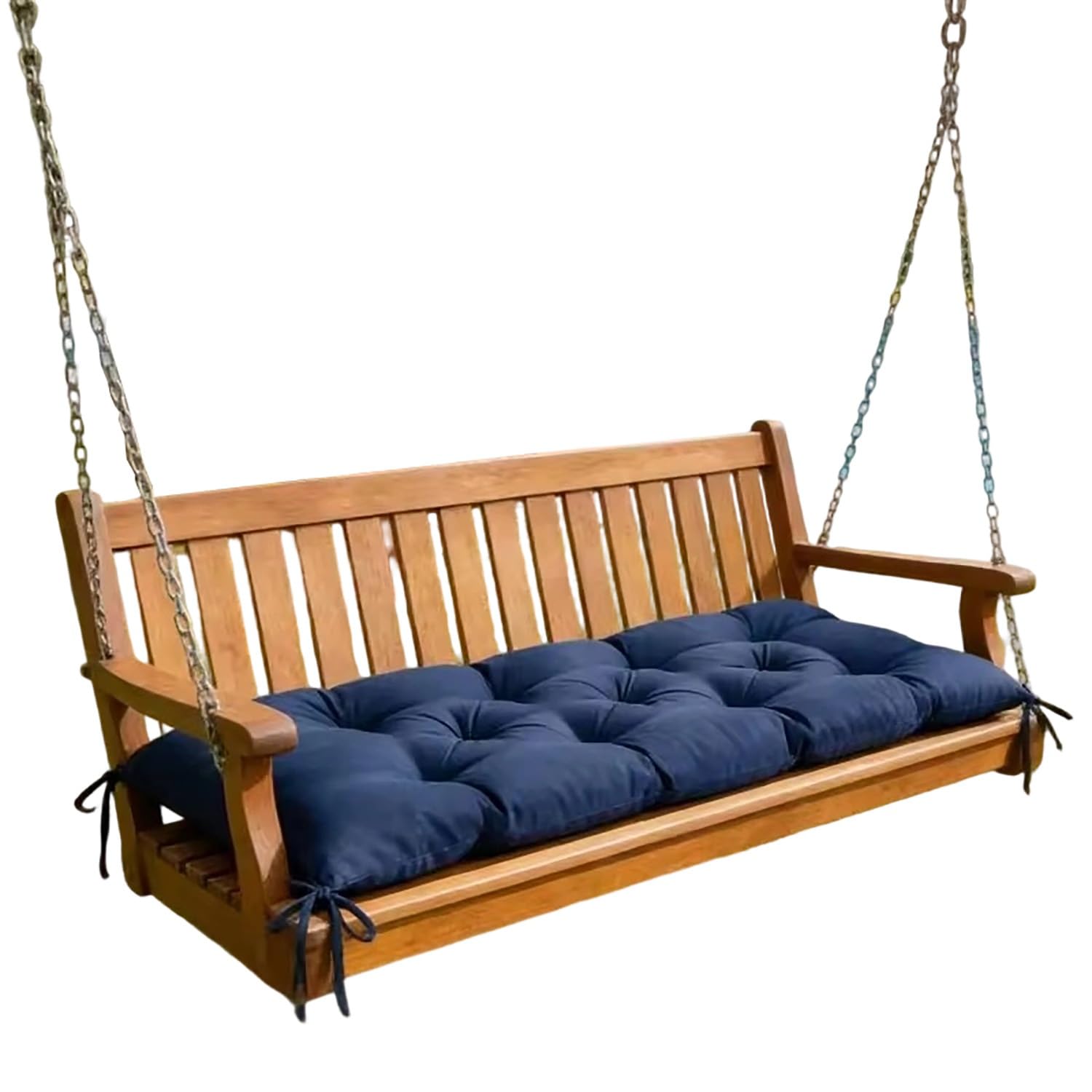 Swing Bench Cushion 8cm Thick, Garden Patio Non Slip Tufted Seat Pad With Ties, High Resilience PP Cotton Filled Seat Cushion For Indoor Outdoor, Window Park Bench(Navy Blue,130x50cm/51x20 in)