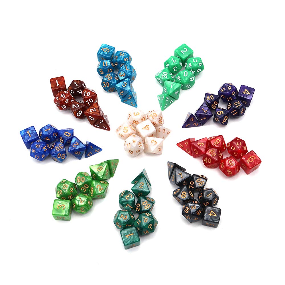 Fasizi Polyhedral Dice Set 10 Complete Dice Sets70 Pieces of D4 D6 D8 D10 D% D12 D20 Compatible with Dungeons and Dragons DND RPG MTG Table Games