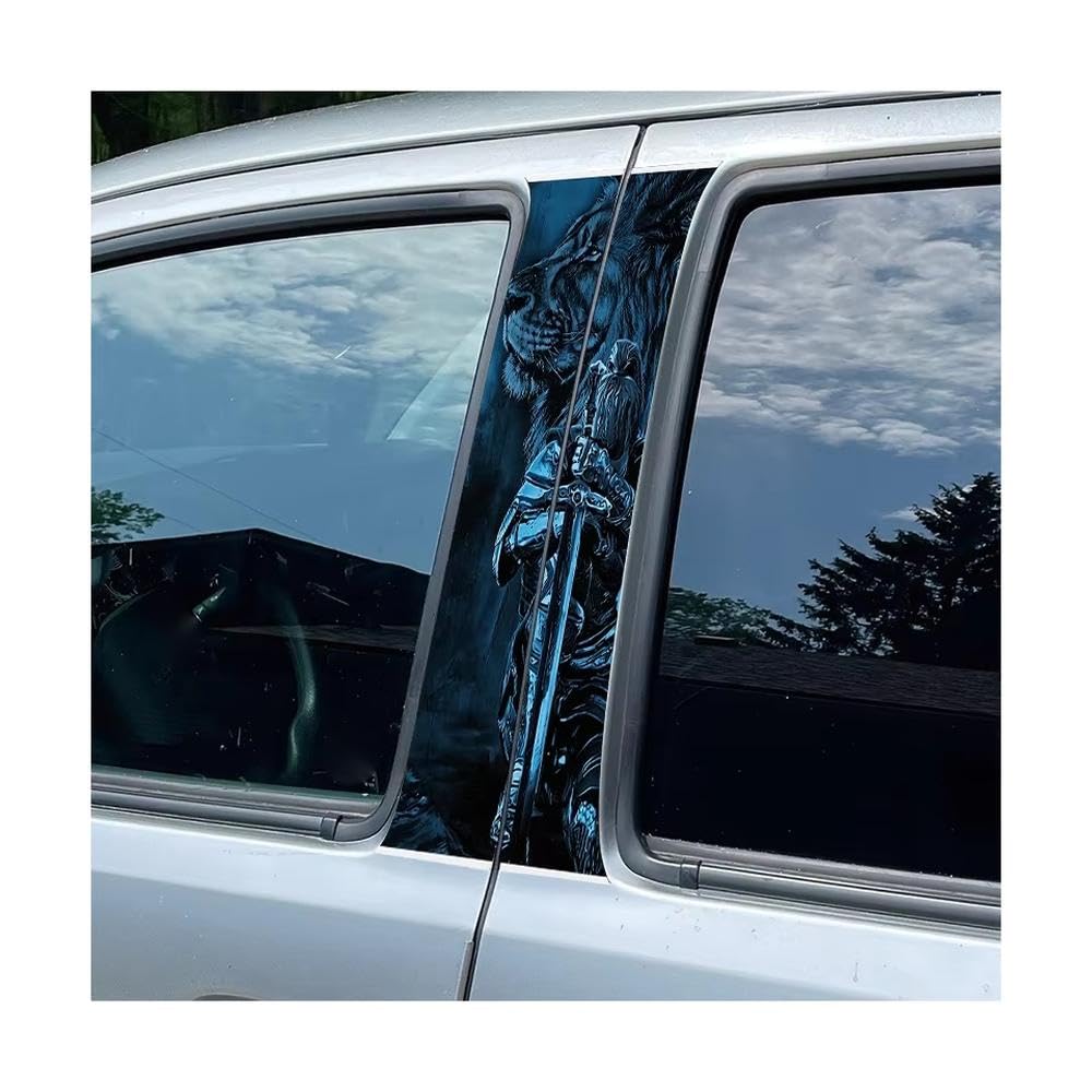 Bertdcx One Color 2 Pieces Of Automotive B-Pillar Lionheart Knight Glossy Material Protective Film Auto Parts