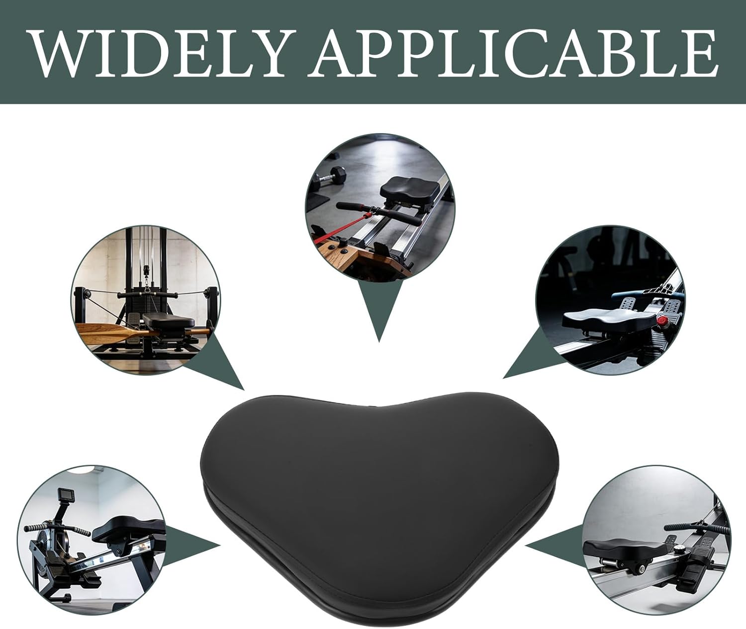 Row Machine PU Seat Cushion Fitness Replacement Pad for Exercise Bike Comfortable Equipment Pad for Indoor Rowing 15x11x1.8inch