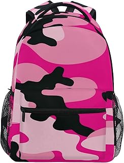 Krafig Pink Military Camouflage Boys Girls Kids School Backpacks Bookbag, Elementary School Bag Travel Backpack Daypack