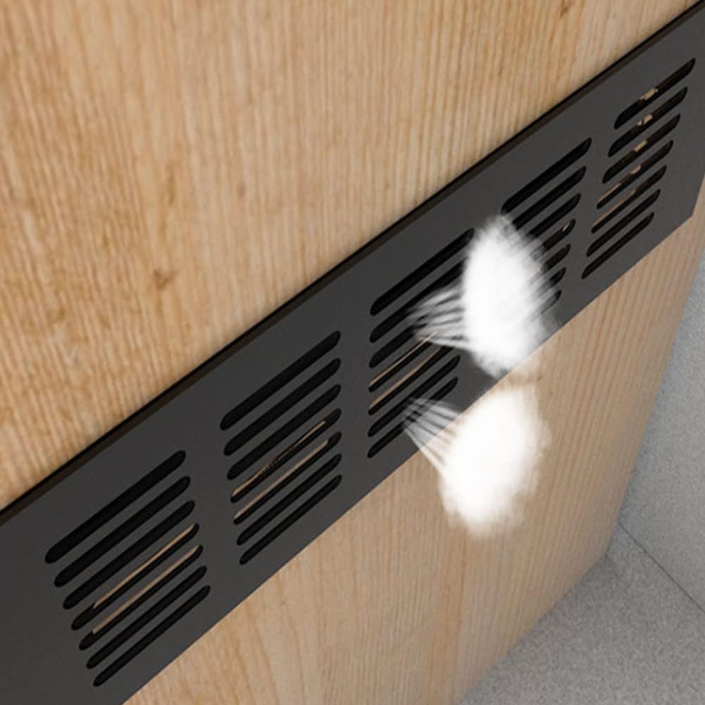 2 Pcs Black Air Vent Grille Cover 600mm x 50mm Aluminum Alloy Kitchen Air Vent Cover Cupboard Vents 24 x 2 Inch Fridge Vent Louvred Wall Vent Grille Ventilation Cover