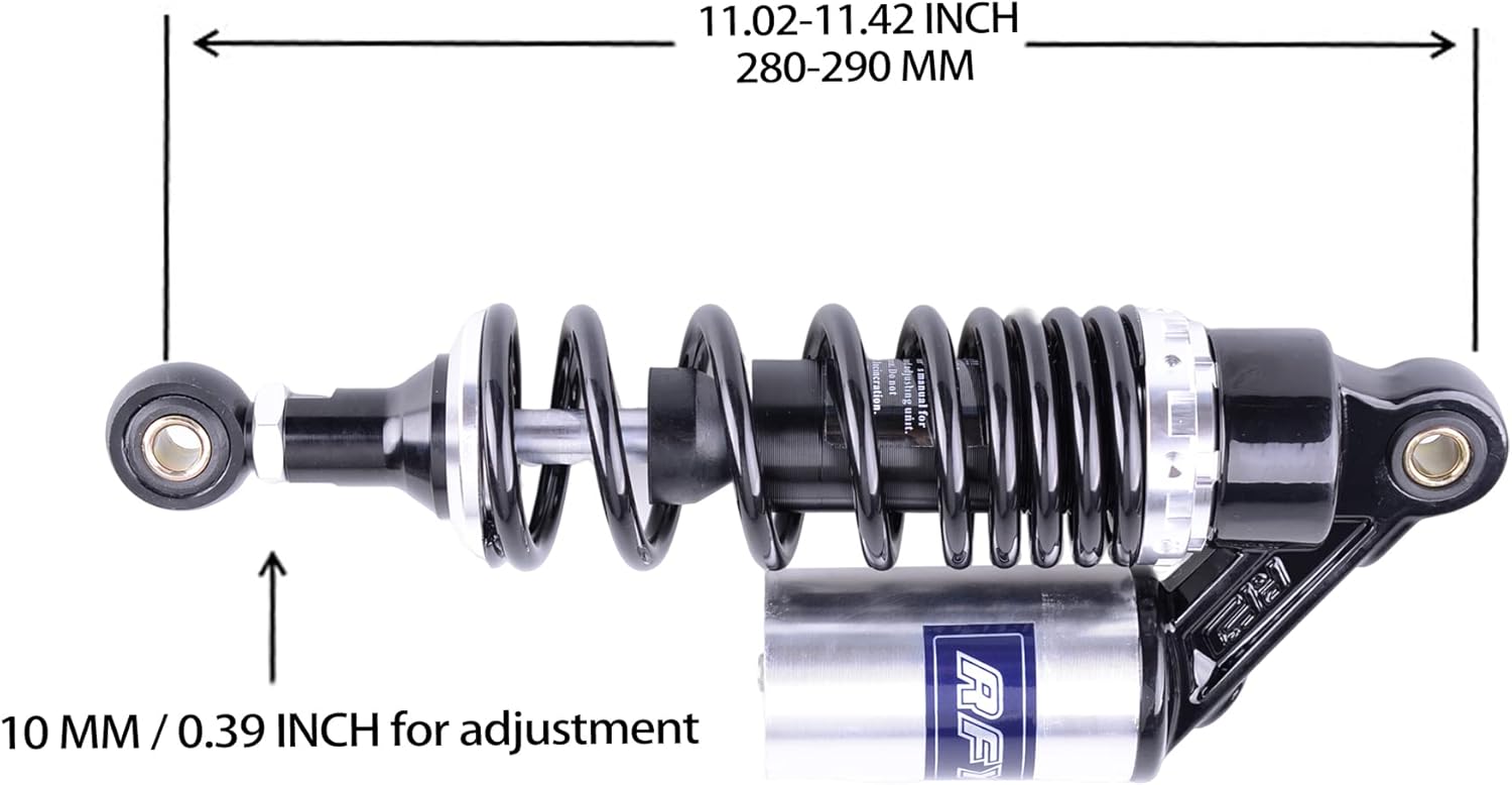 Mallofusa 11 Inch 280mm Pair Motorcycle Shock Absorber Rear Suspension Universal Compatible for Honda Suzuki Yamaha Kawasaki ATV Go Kart Quad Dirt Sport Bikes (Black Silver)