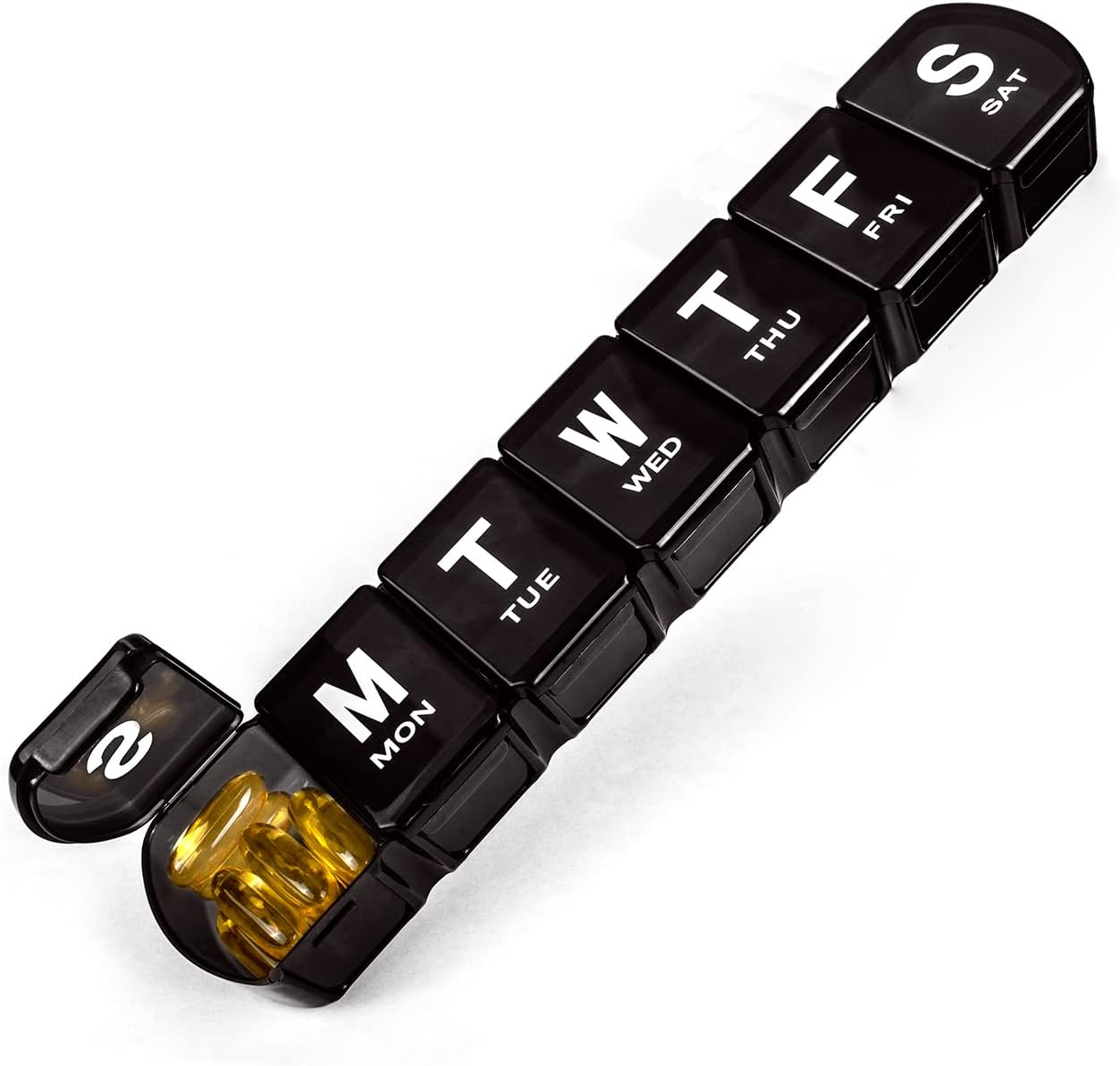 Extra Large Weekly Pill Organizer, Remtise Big Pill Box 7 Day, BPA Free XL Daily Pill Case for Pills, Vitamin, Fish Oils or Supplements (Black)