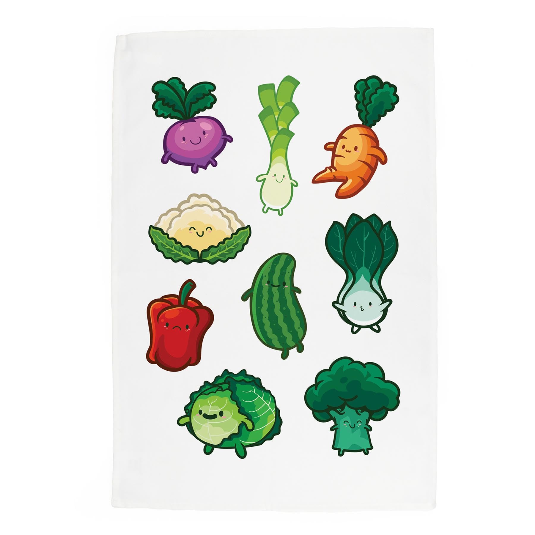 Cartoon Vegetables Tea Towel - Food Themed Cotton Kitchen Dish Towel Linens Gift