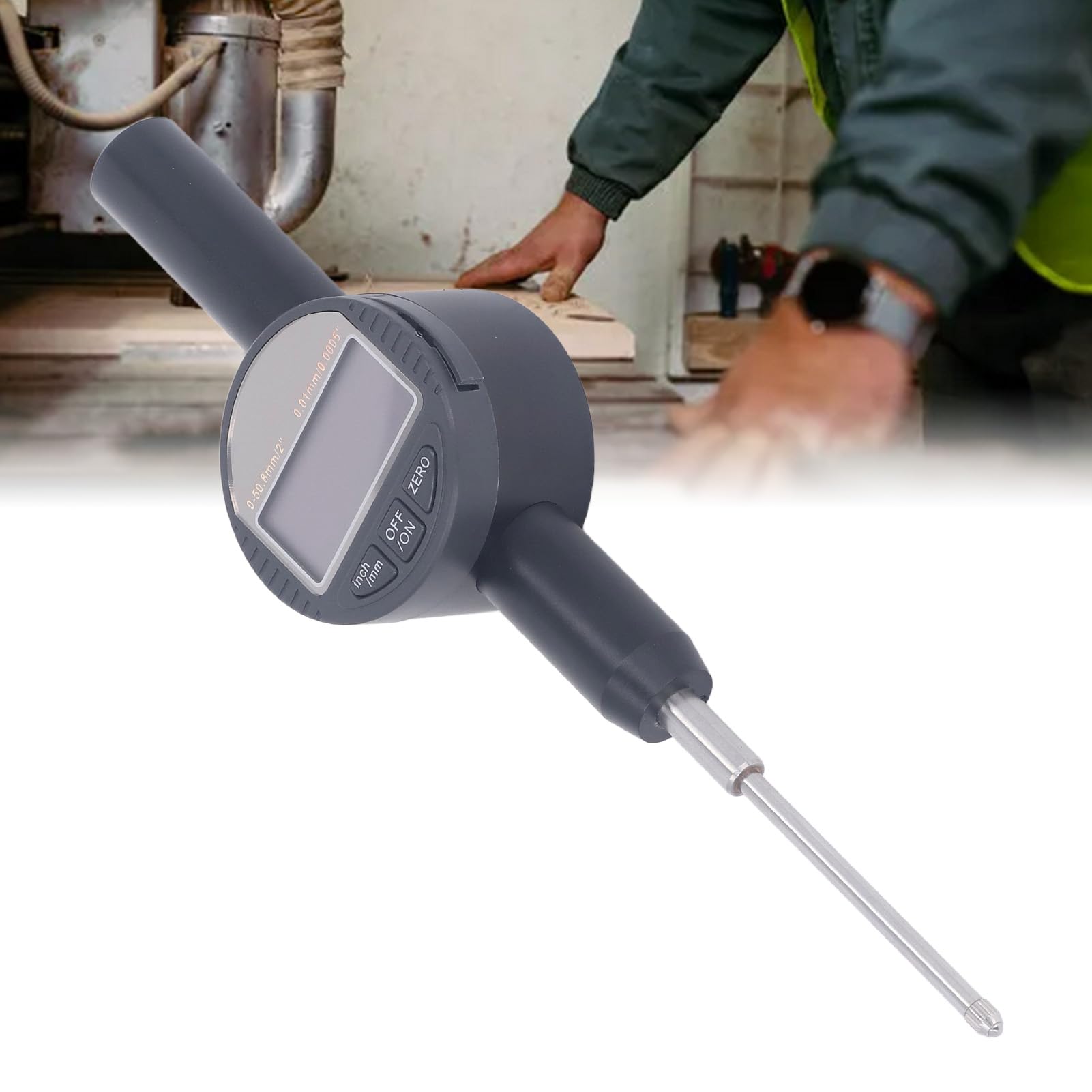 Yosoo Health Gear Digitale Messuhr, Aluminiumlegierung, Elektronische Messuhr, 0 Bis 50,8 Mm Bereich, 0,01 Mm Auflösung, 4-stelliges LCD, RS232-Ausgang für Maschinen, Industrieprozesslabor