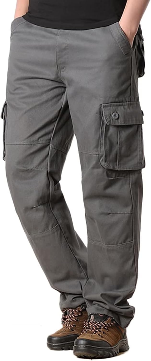 Men's Combat Cargo Trousers Tactical Work Pants with 6/8 Pockets,Outdoor Breathable Rip-Stop Hiking Trousers