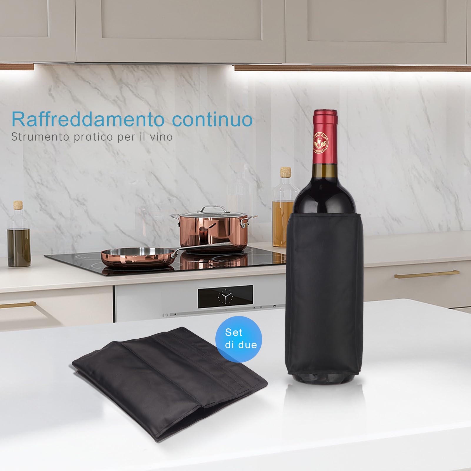Refrigeratore per Bottiglie di Vino e Prosecco, Glacette per Bottiglie, Borsa Termica Portatile per Vino, Isolamento Termico Duraturo, Pack di 2