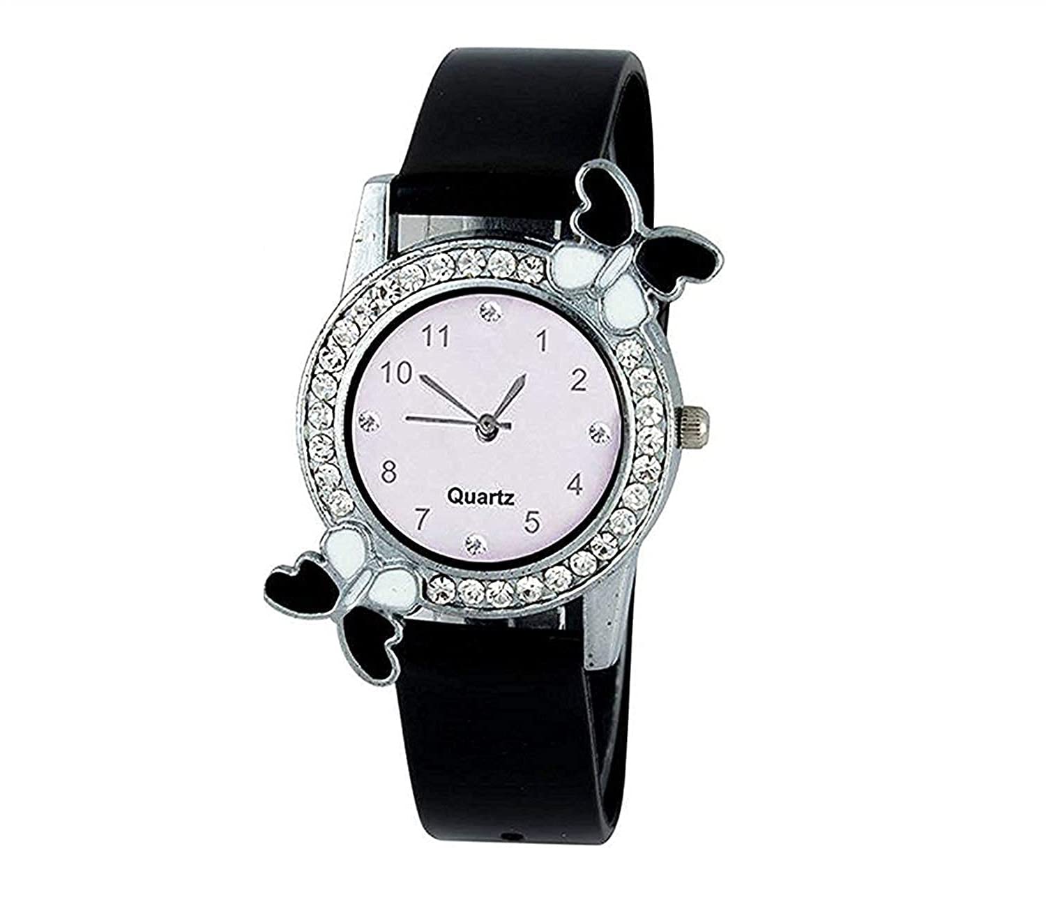 Watch City Jay Enterprise Quartz Movement Analogue Butterfly Black Plastic Belt White Dial Womens Watch (B07LCR5RJJ) Amazon Price History, Amazon Price Tracker