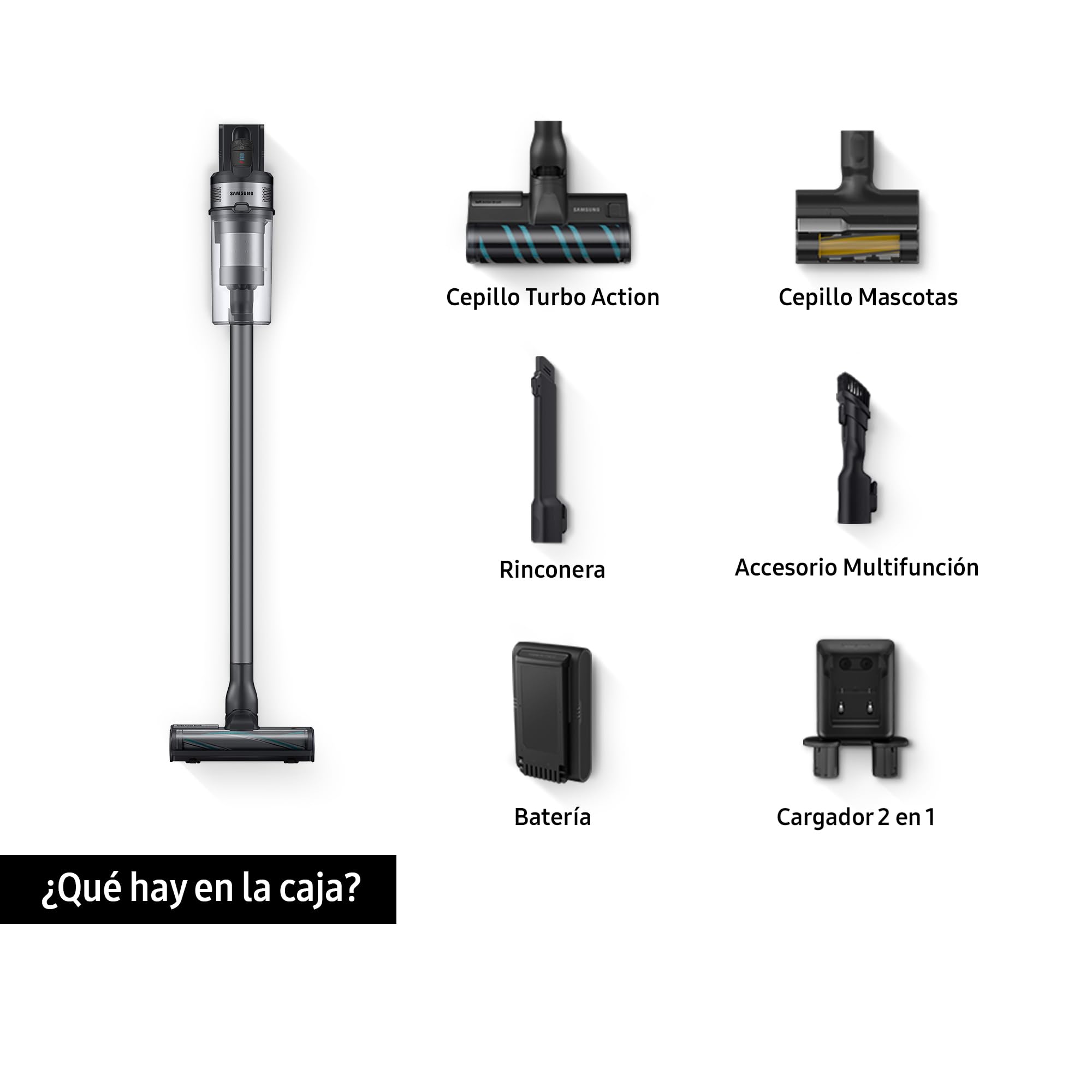 Samsung Aspiradora sin Cable Jet 75E Pet 200AW VS20B75AGR5/WA | Gran poder de succión, Con Cepillo para Mascotas, Sistema de filtración multicapa, Diseño ergonómico y ligero