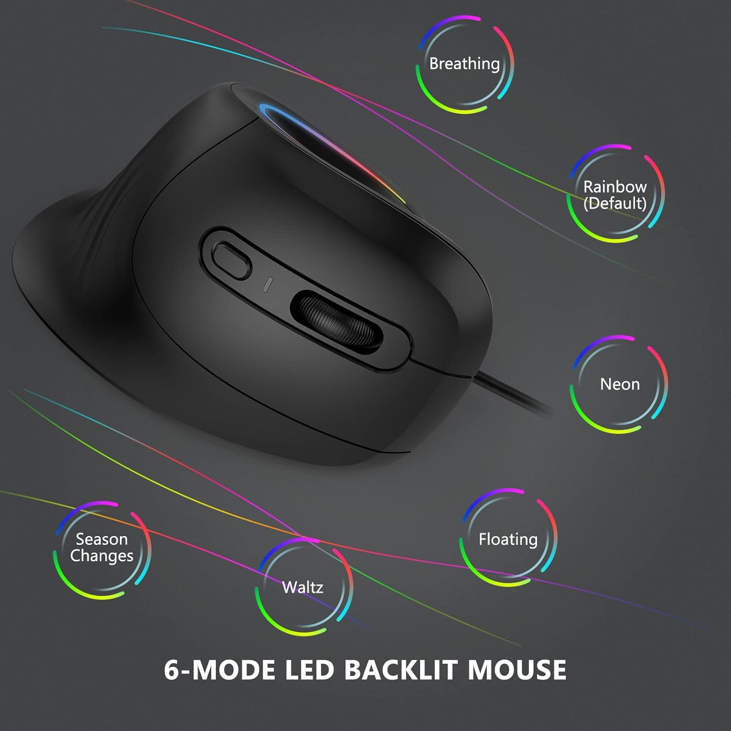 Buy Wired Ergonomic Mouse with LED Backlight, 6Mode RGB Backlit